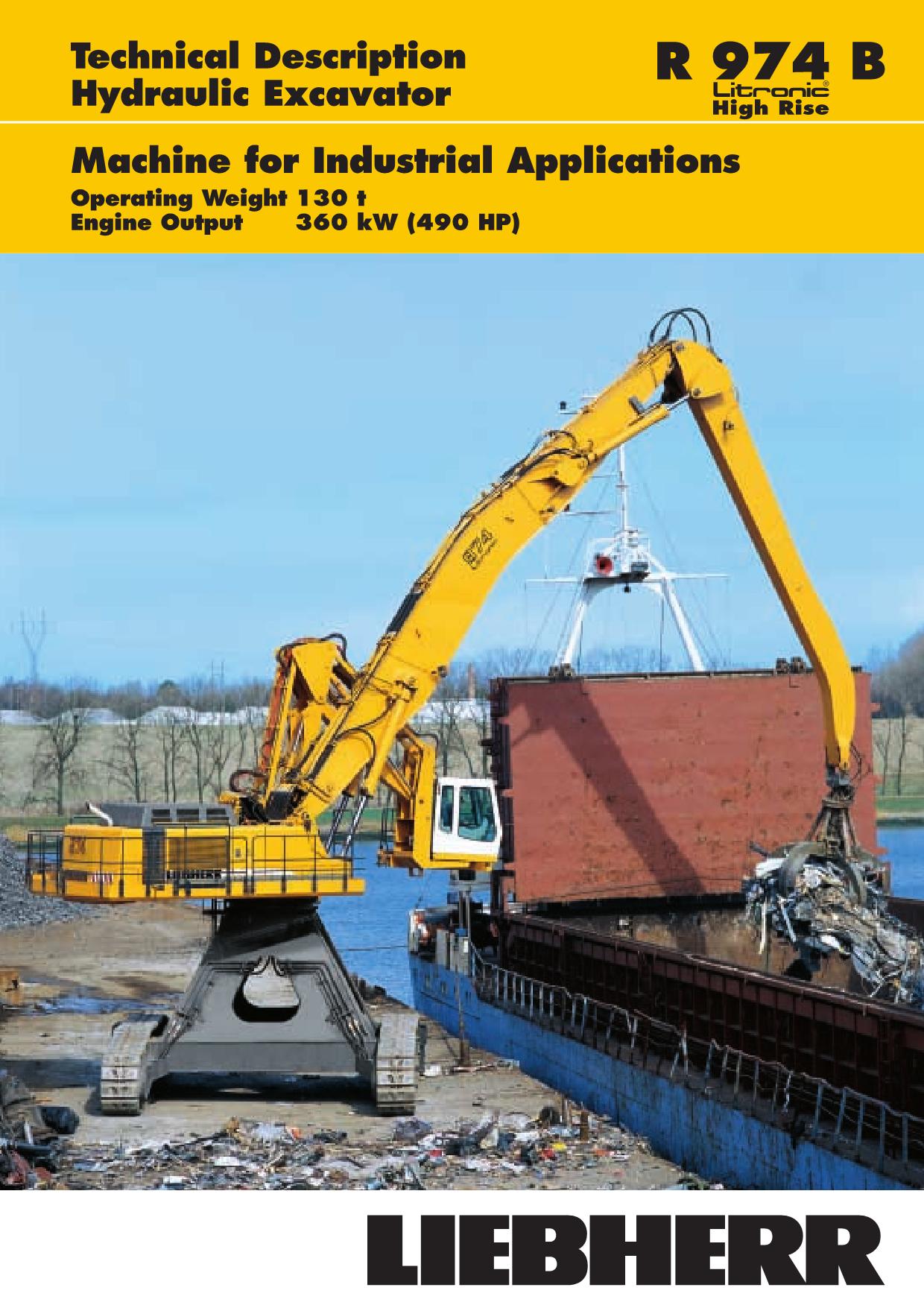 Liebherr R974 B Litronic Excavator Operators manual serial HR 951/10656