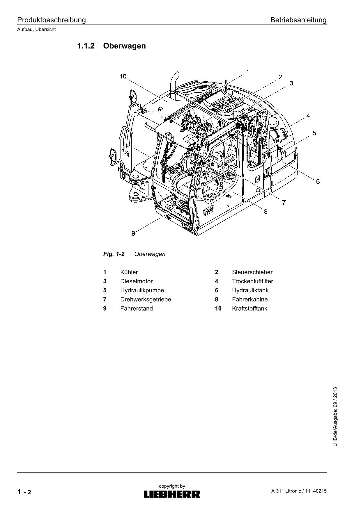 Liebherr A311 Litronic Hydraulikbagger Betriebsanleitung