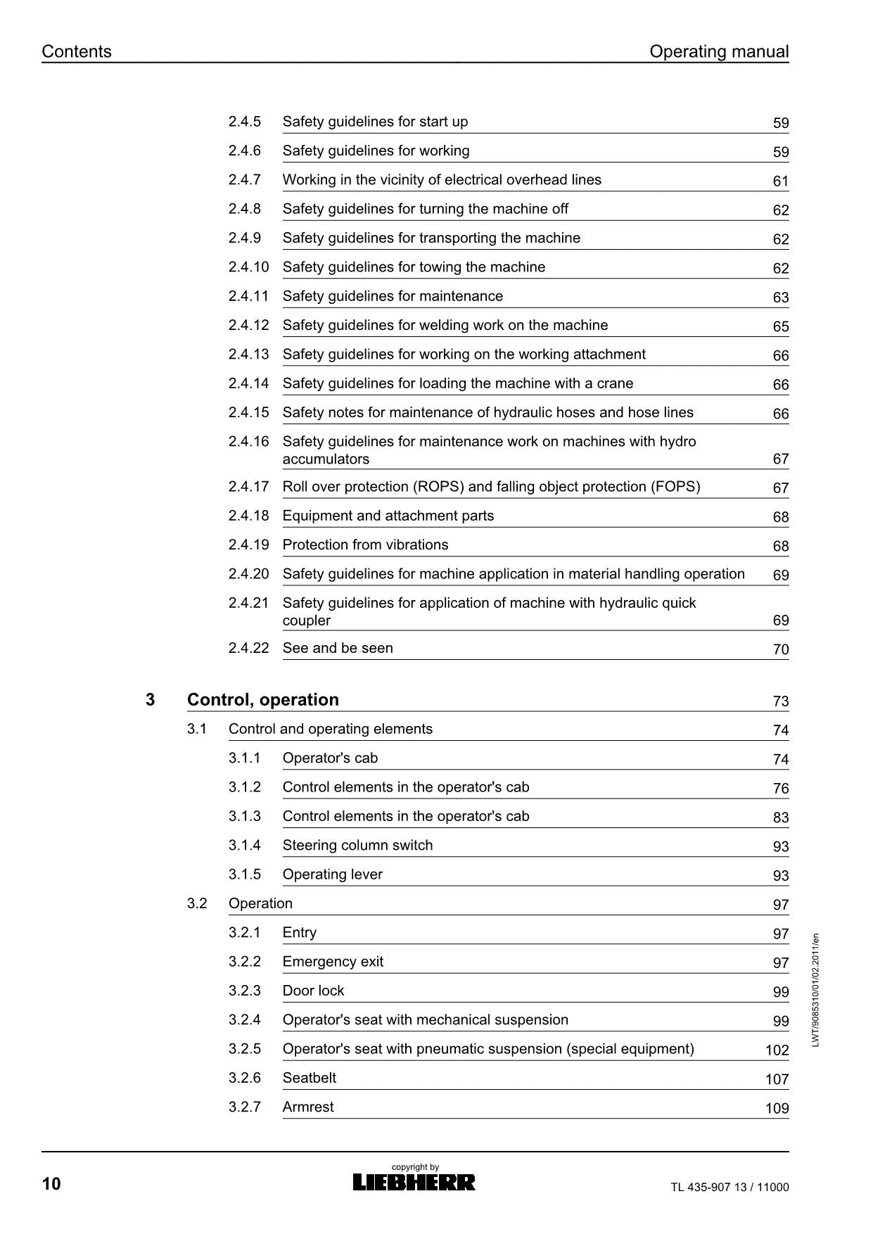 Liebherr TL435-907 13 Telescopic handler Operators manual