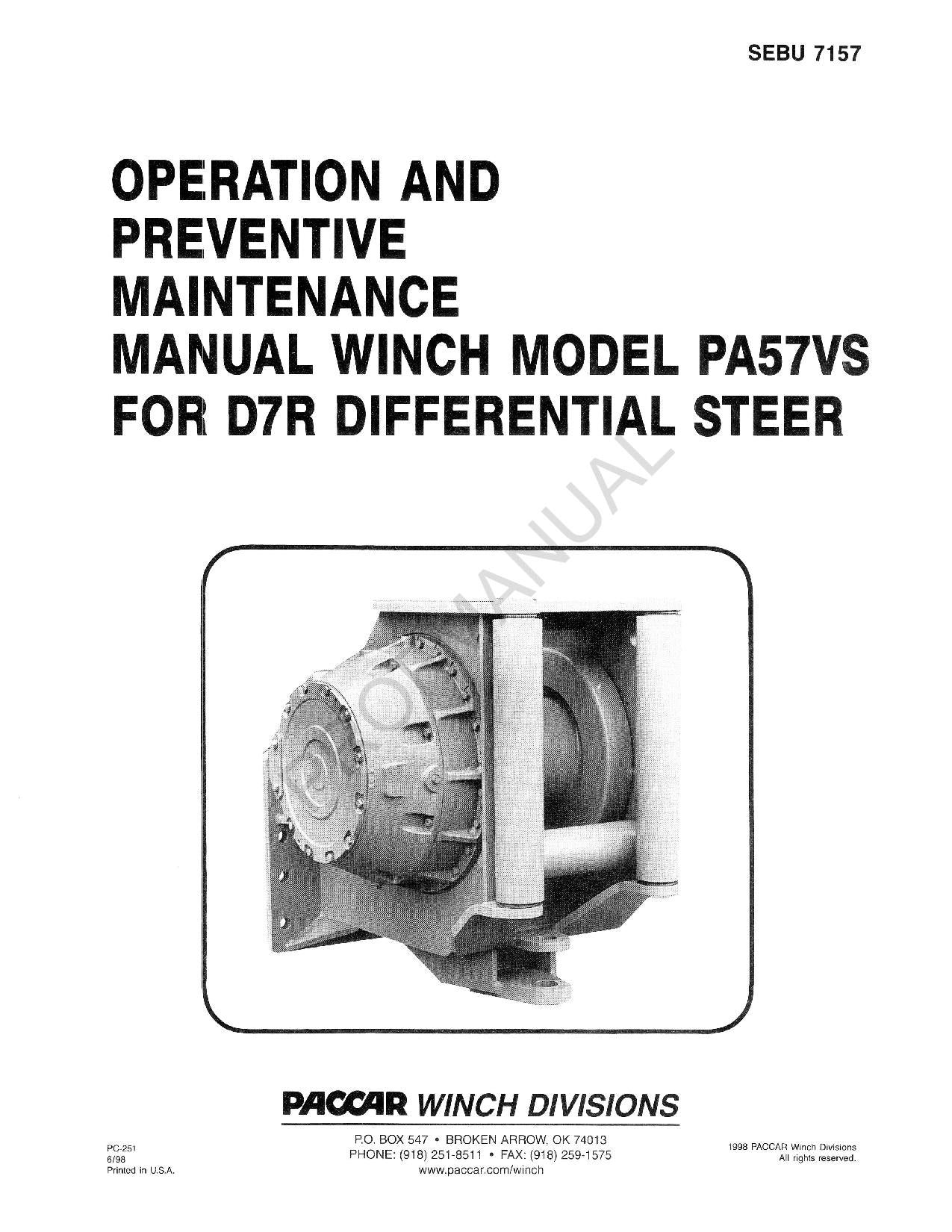 Caterpillar PA57VS D7R Differential-Lenkbediener Wartungshandbuch