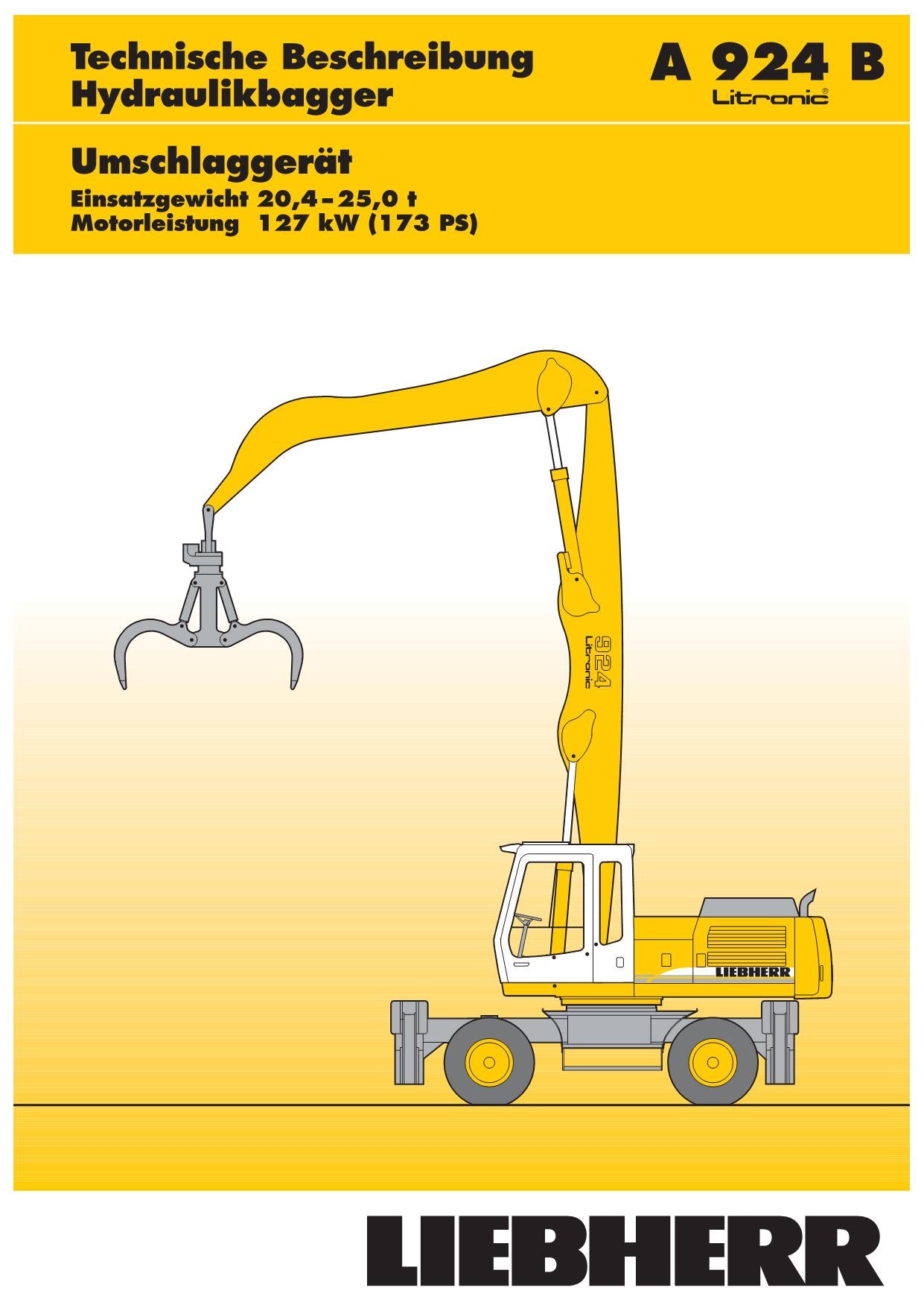 Liebherr A924 B A924 B-HD Litronic Bagger Betriebsanleitung Wartungsanleitung