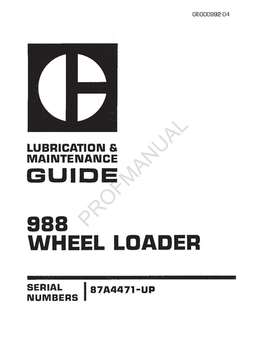 Wartungshandbuch zur Schmierung des Radladers Caterpillar 988