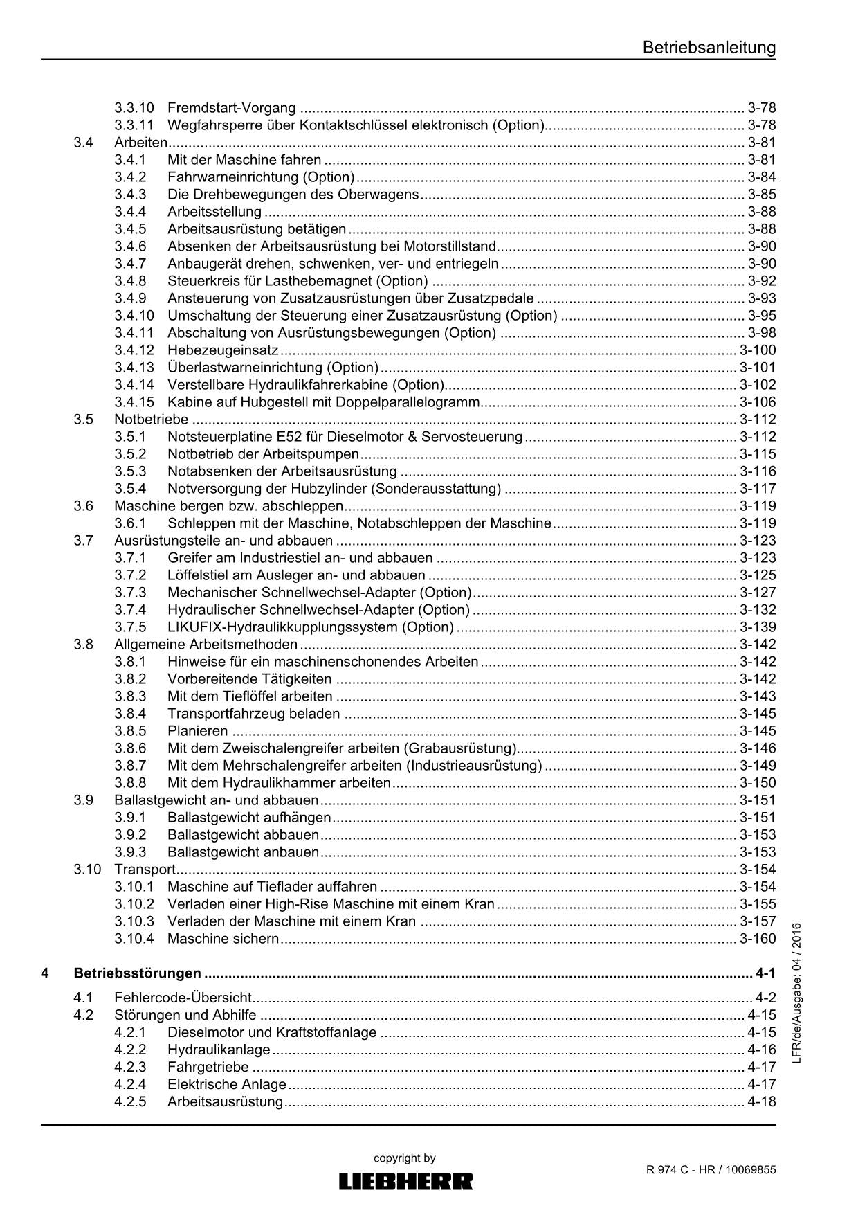 Liebherr R974 C HR Hydraulikbagger Manuel d'instructions