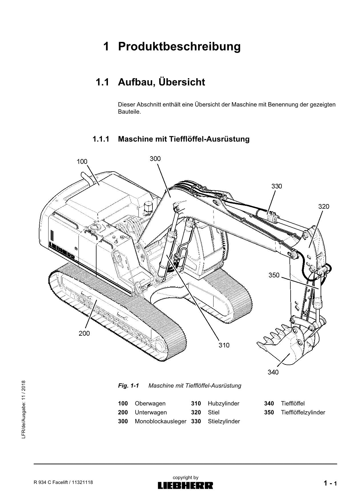 Liebherr R934 C Facelift Hydraulikbagger Betriebsanleitung