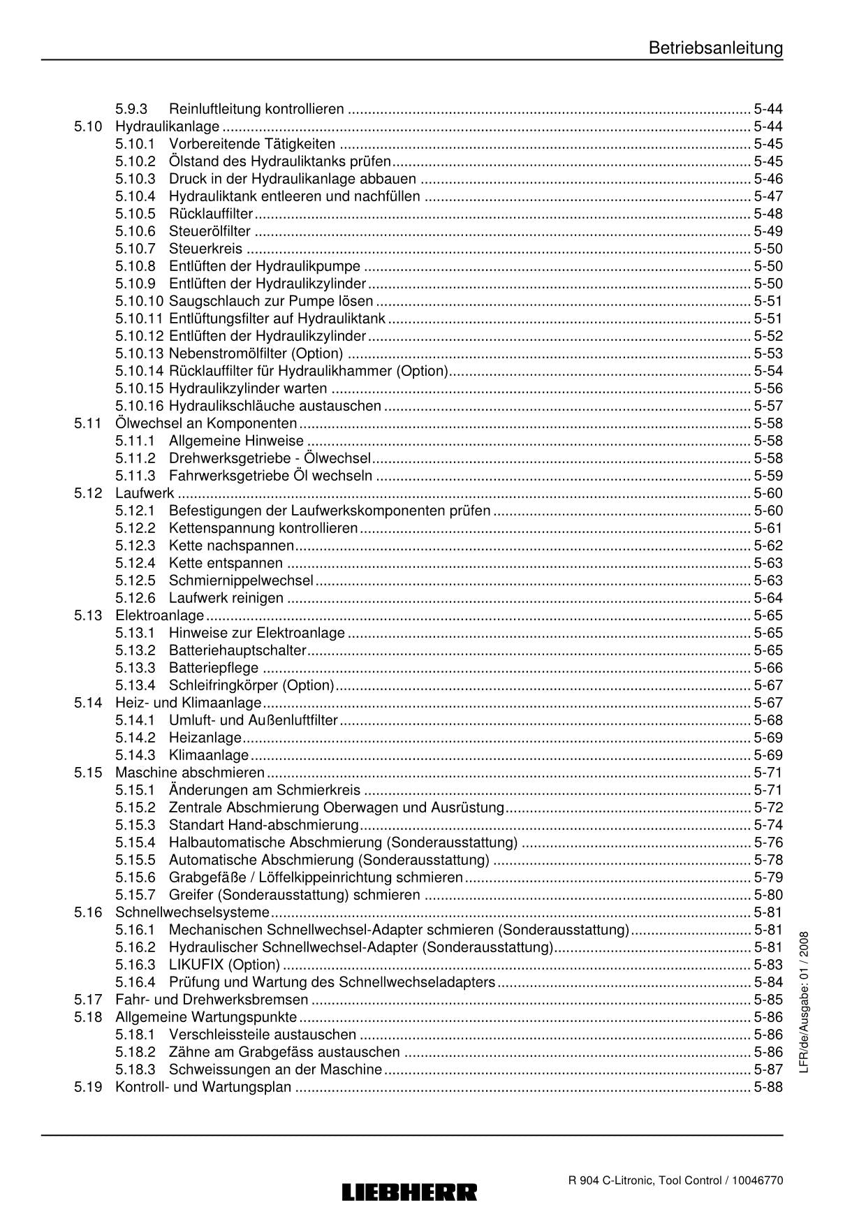 Liebherr R904 C-Litronic TooLControl Bagger Umschlaggerät Betriebsanleitung