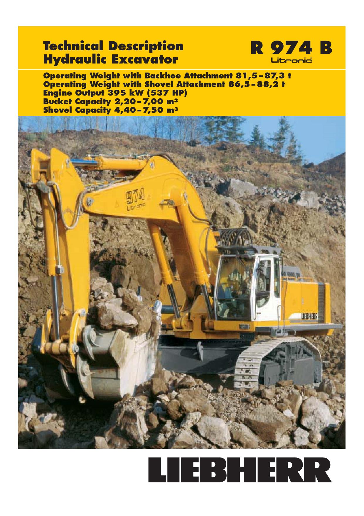 Liebherr R974 B Litronic Excavator Operators manual