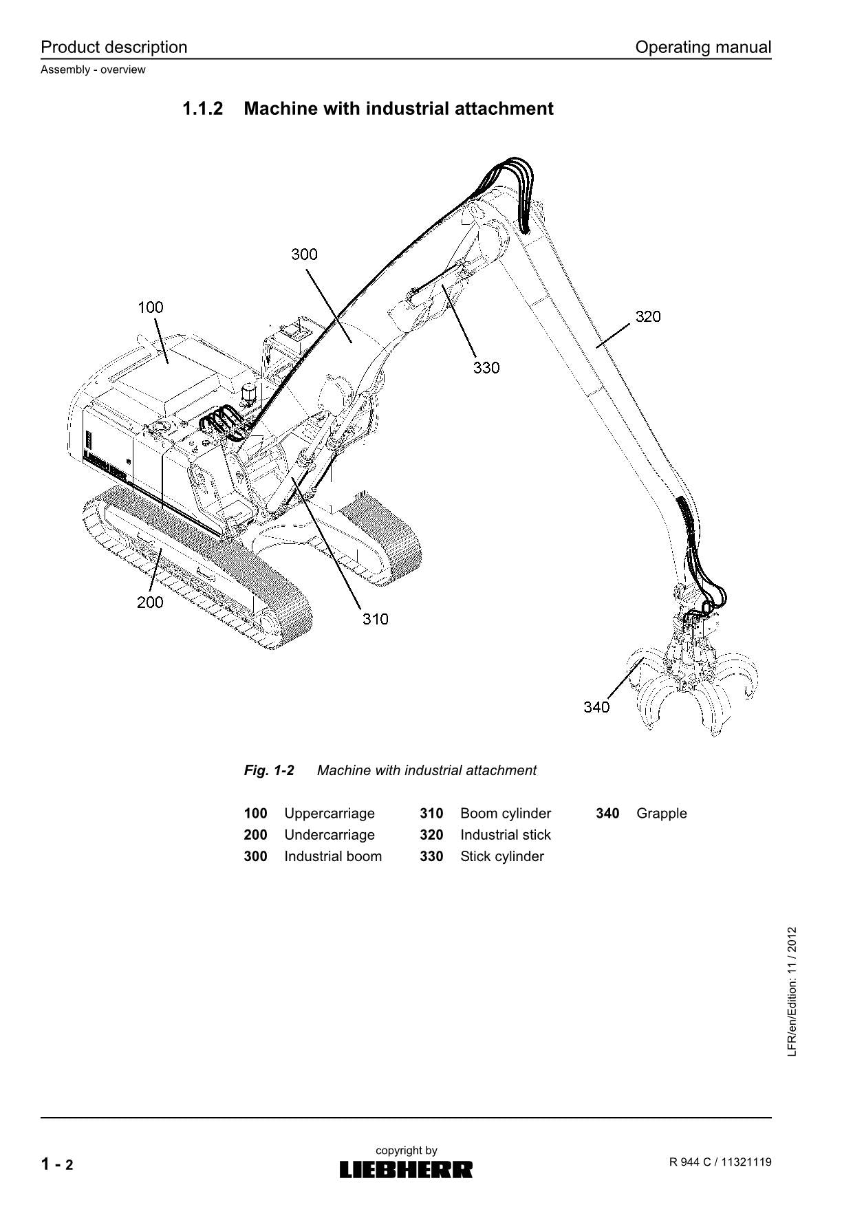 Liebherr R944 C Bagger Bedienungsanleitung Seriennummer 33772