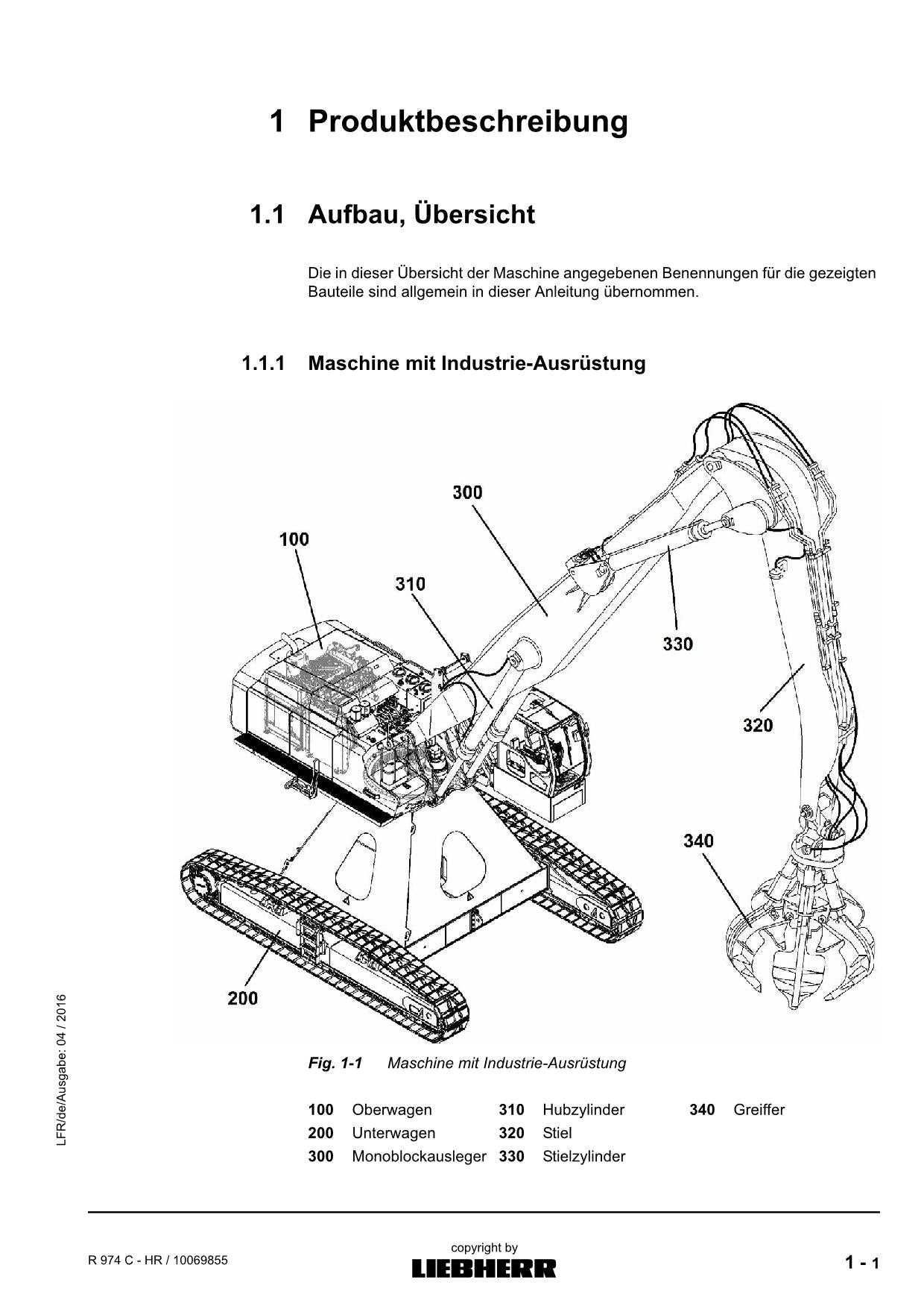 Liebherr R974 C HR Hydraulikbagger Manuel d'instructions