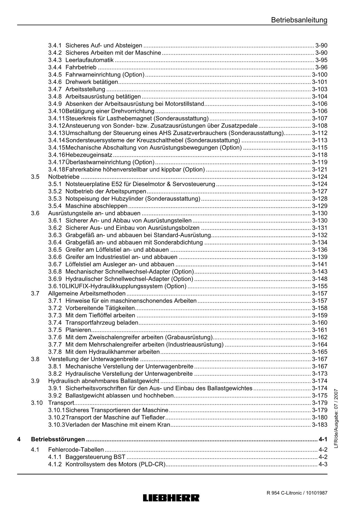 Liebherr R954 C Litronic Hydraulikbagger Betriebsanleitung ser 14968