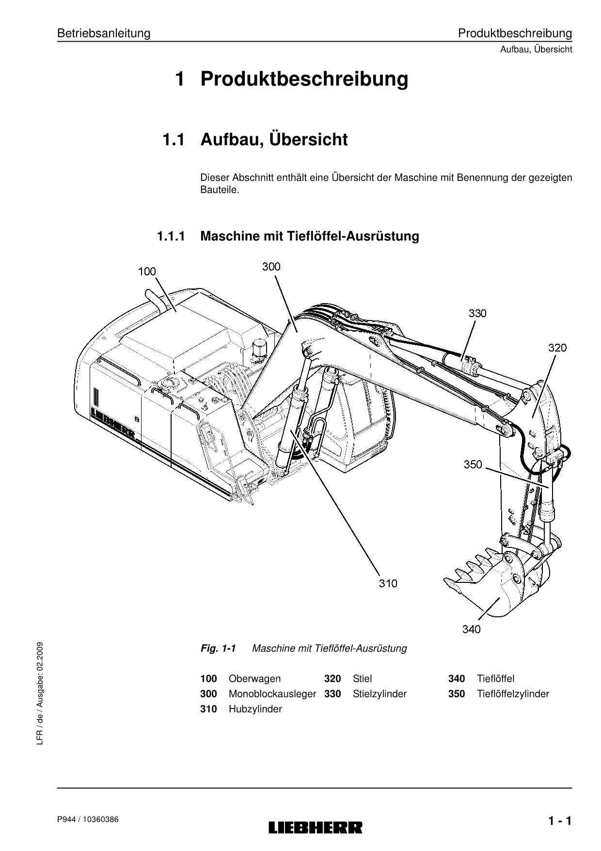 Liebherr P944 Hydraulikbagger Manuel d'instructions