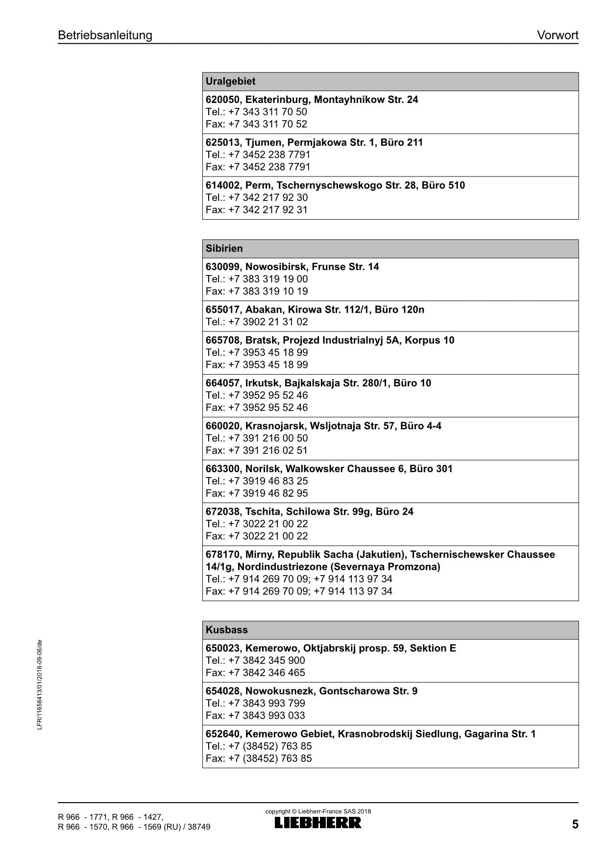 Liebherr R966 Hydraulikbagger Manuel d'instructions ser 38749