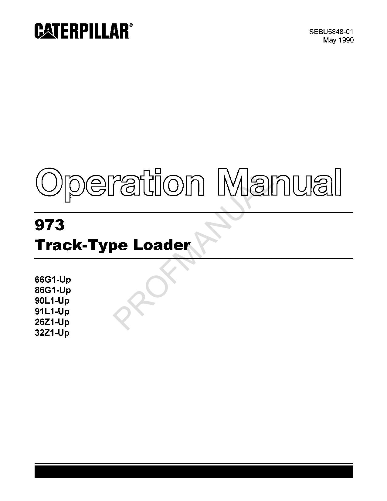 Wartungshandbuch für den Bediener des Raupenladers Caterpillar 973 SEBU5848