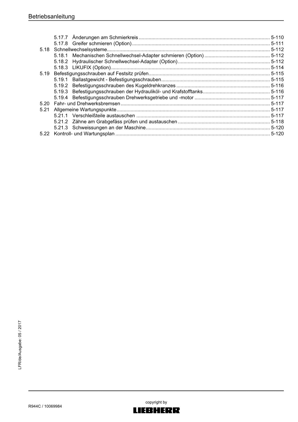 Liebherr R944 C Hydraulikbagger Manuel d'instructions