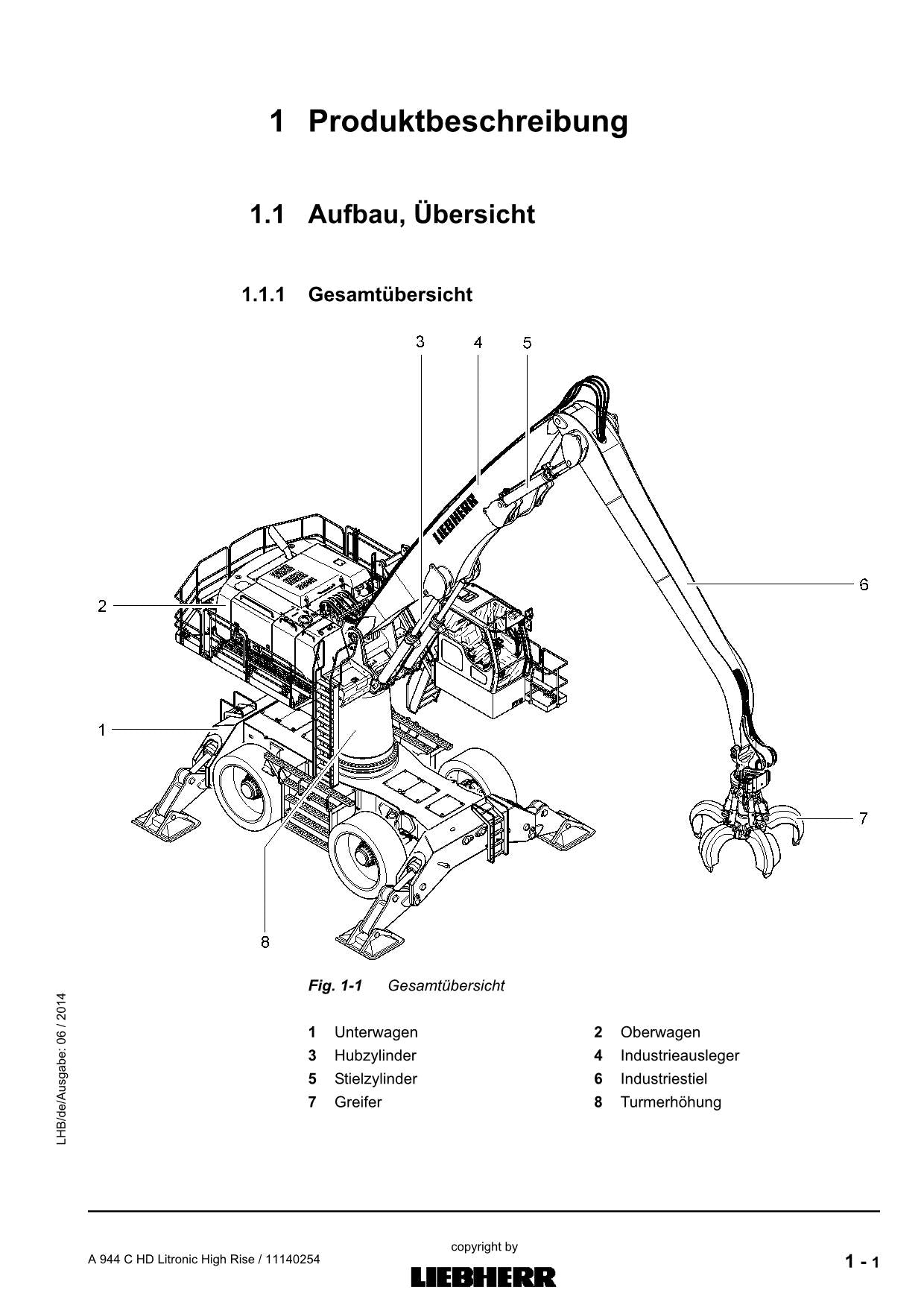 Liebherr A944 C HD Litronic High Rise Manuel d'utilisation