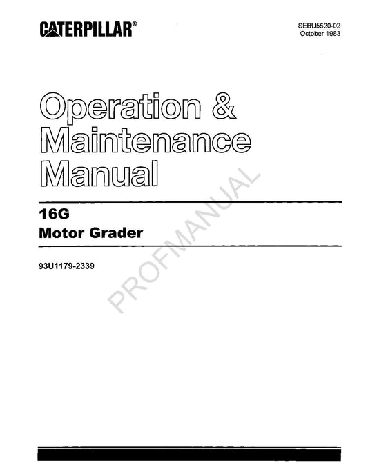 Wartungshandbuch für den Motorgrader Caterpillar 16G 93U1179-2339