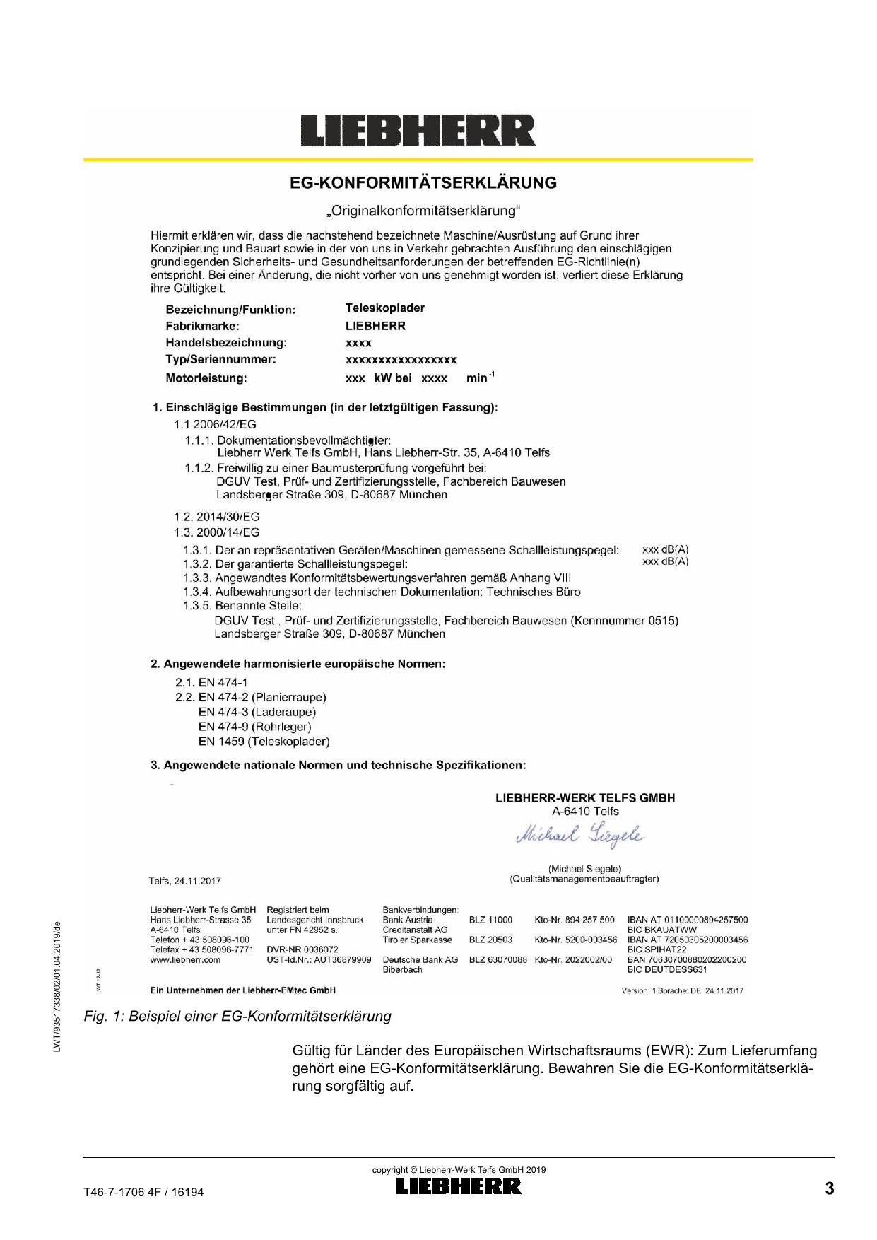 Liebherr T46-7 4F Teleskoplader Betriebsanleitung