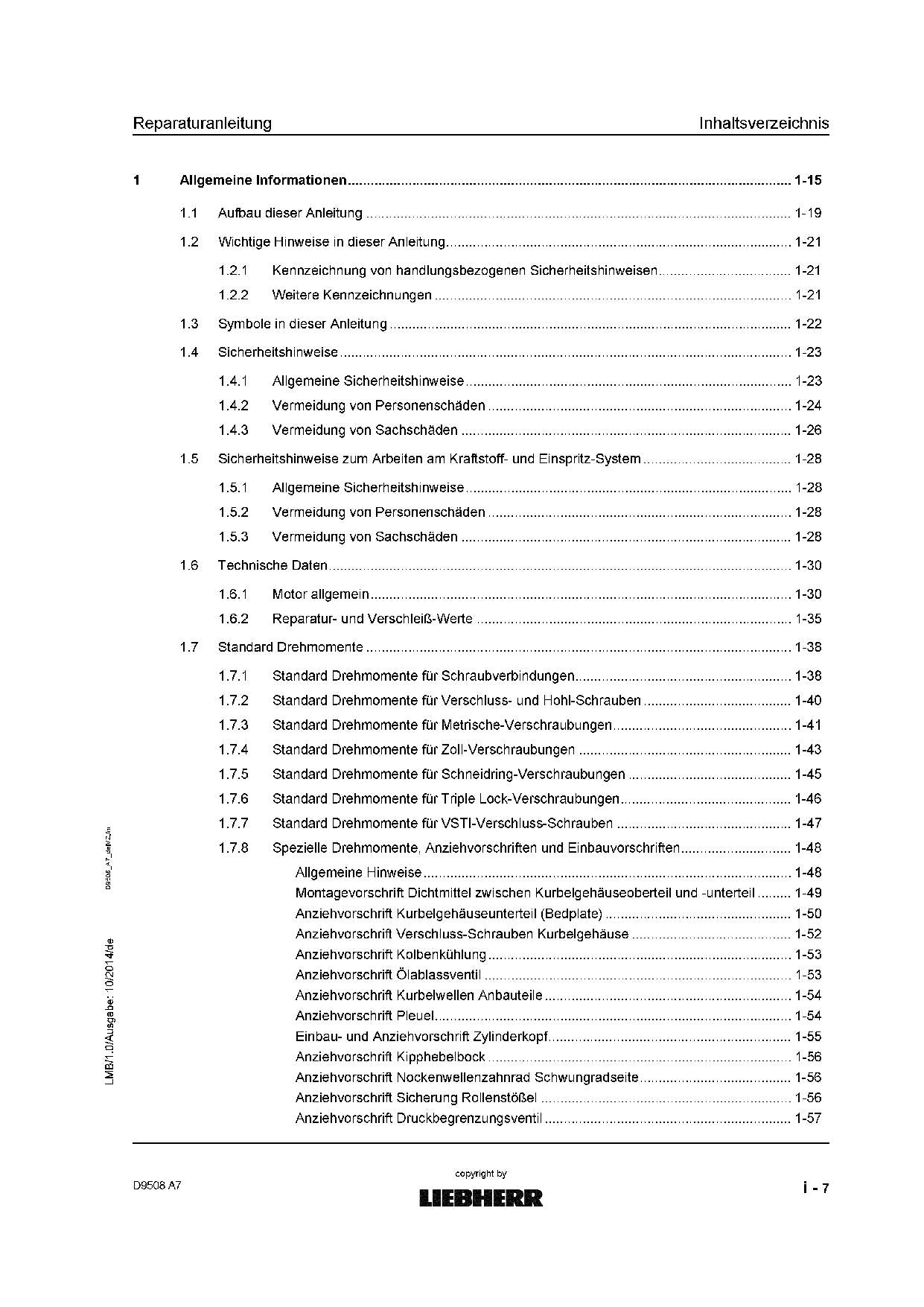 Liebherr D9508 A7 Dieselmotor Reparaturanleitung