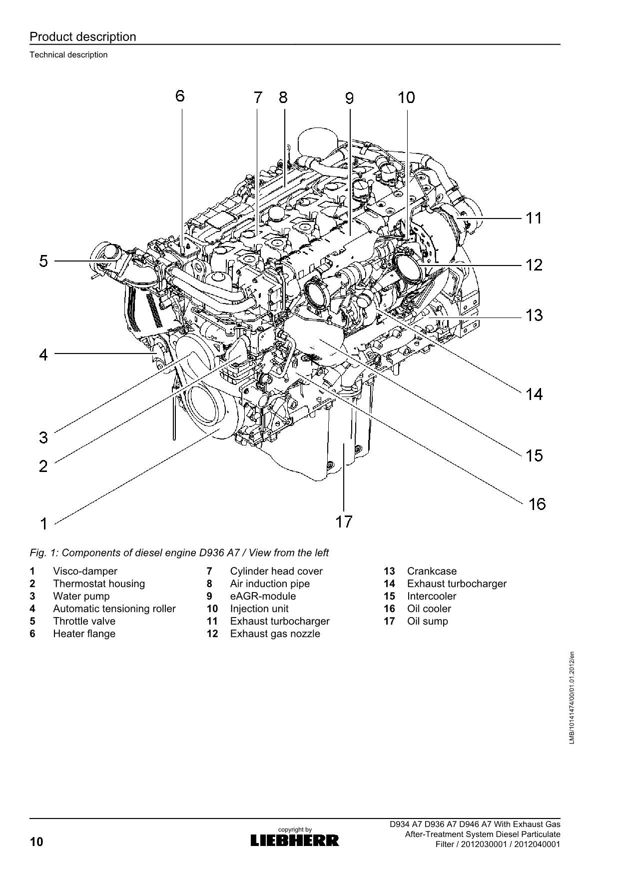 Liebherr D934 D936 D946 A7 Abgasbehandlungssystem Motor Bedienungsanleitung