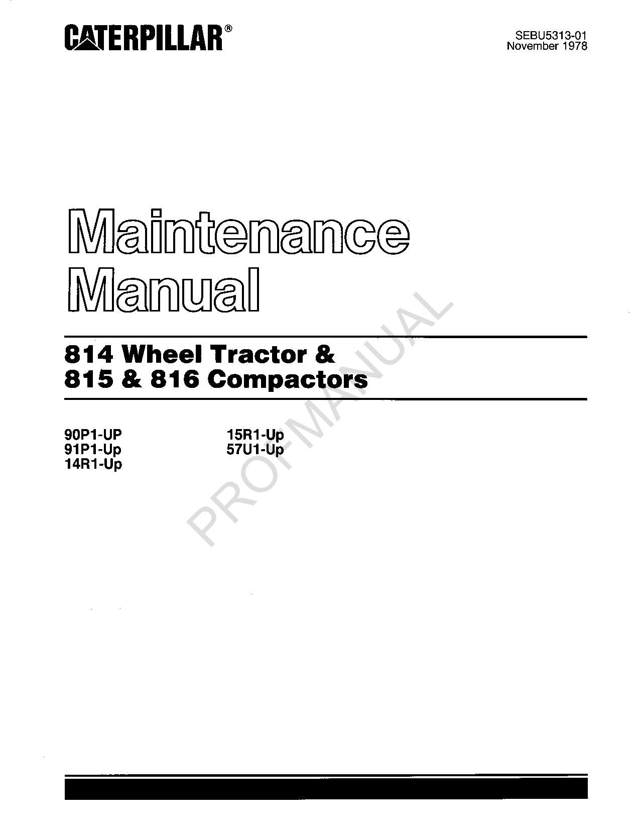 Caterpillar 814 Radtraktor 815 816 Verdichter Bediener Wartungshandbuch