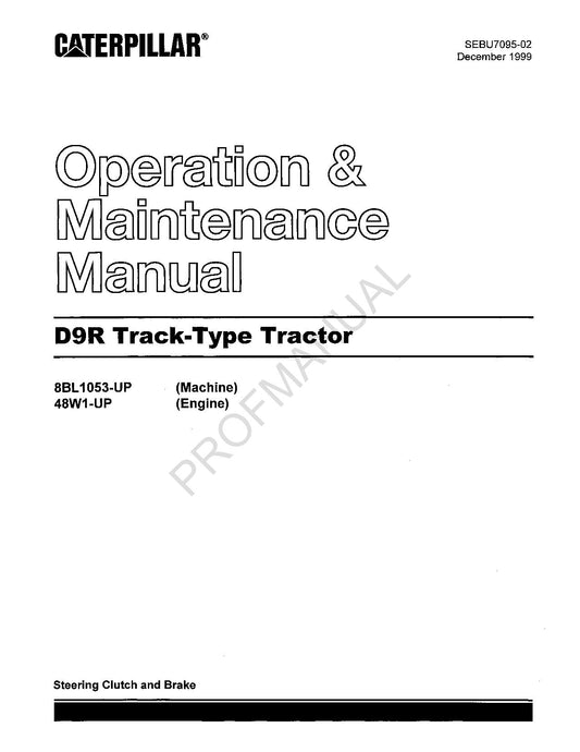 Manuel d'entretien du tracteur à chenilles Caterpillar D9R 8BL1053-UP 48W1-UP