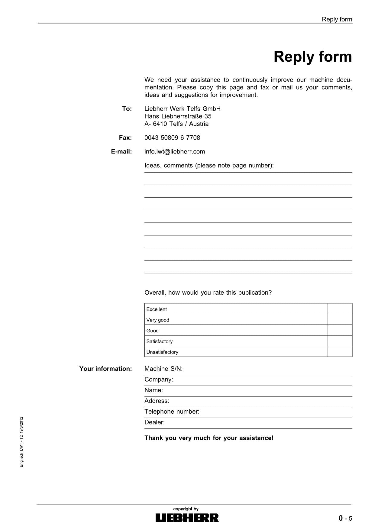 Liebherr PR754 Litronic Dozer Operators manual serial 10272