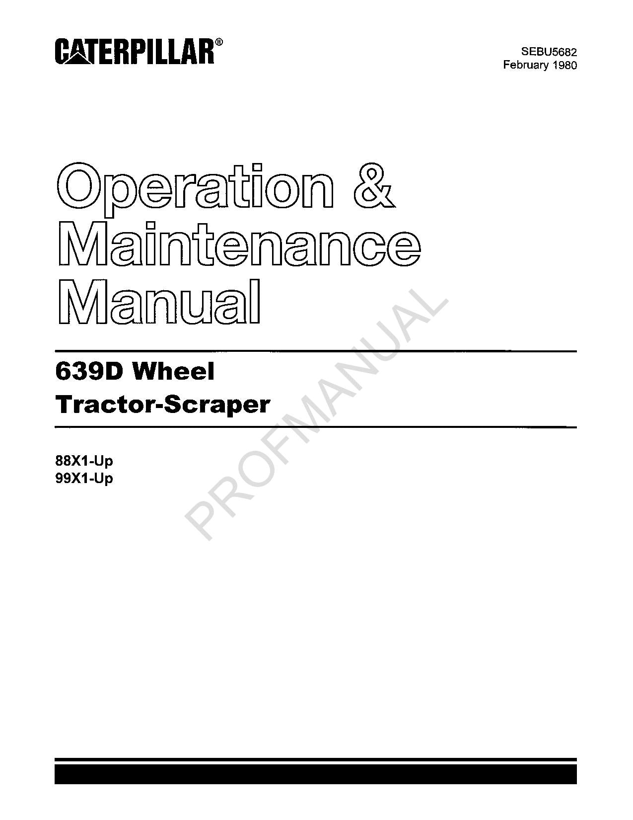 Caterpillar 639D Radtraktor Scraper Bediener Wartungshandbuch SEBU5682