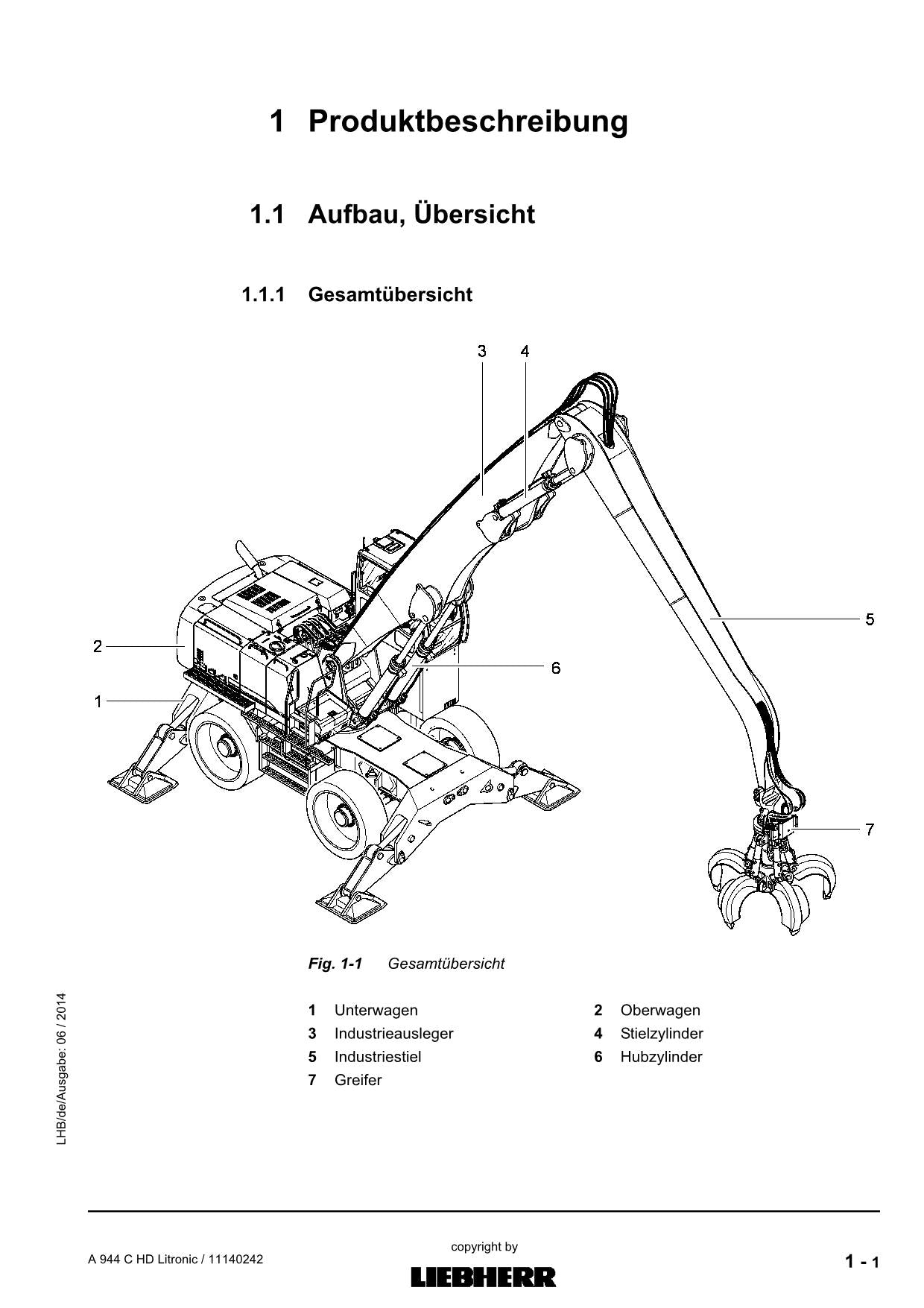 Liebherr A944 C HD Litronic Manuel d'utilisation