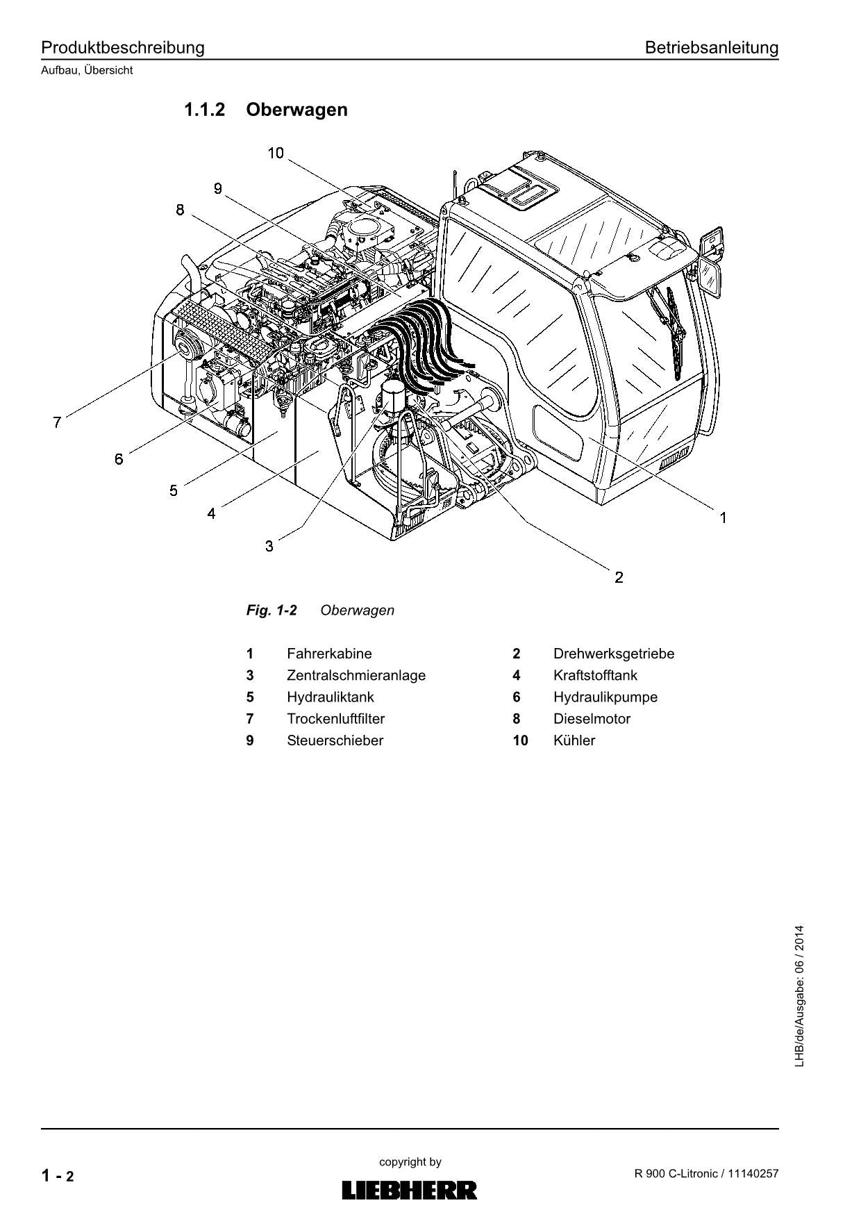 Liebherr R900 C-Litronic Hydraulikbagger Betriebsanleitung Seriell 57270