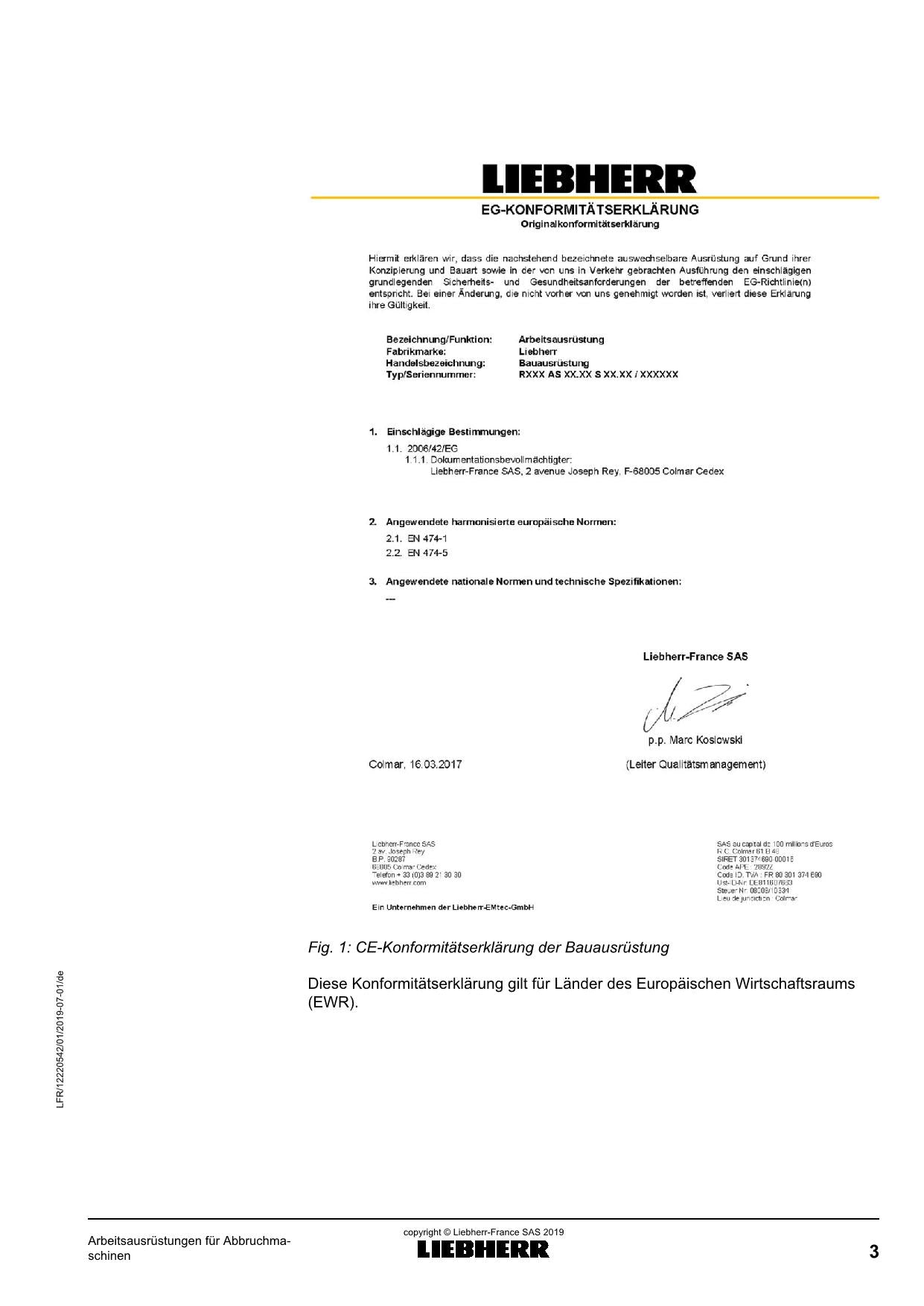 Liebherr R950 R960 Demolition für Abbruchmaschinen Betriebsanleitung