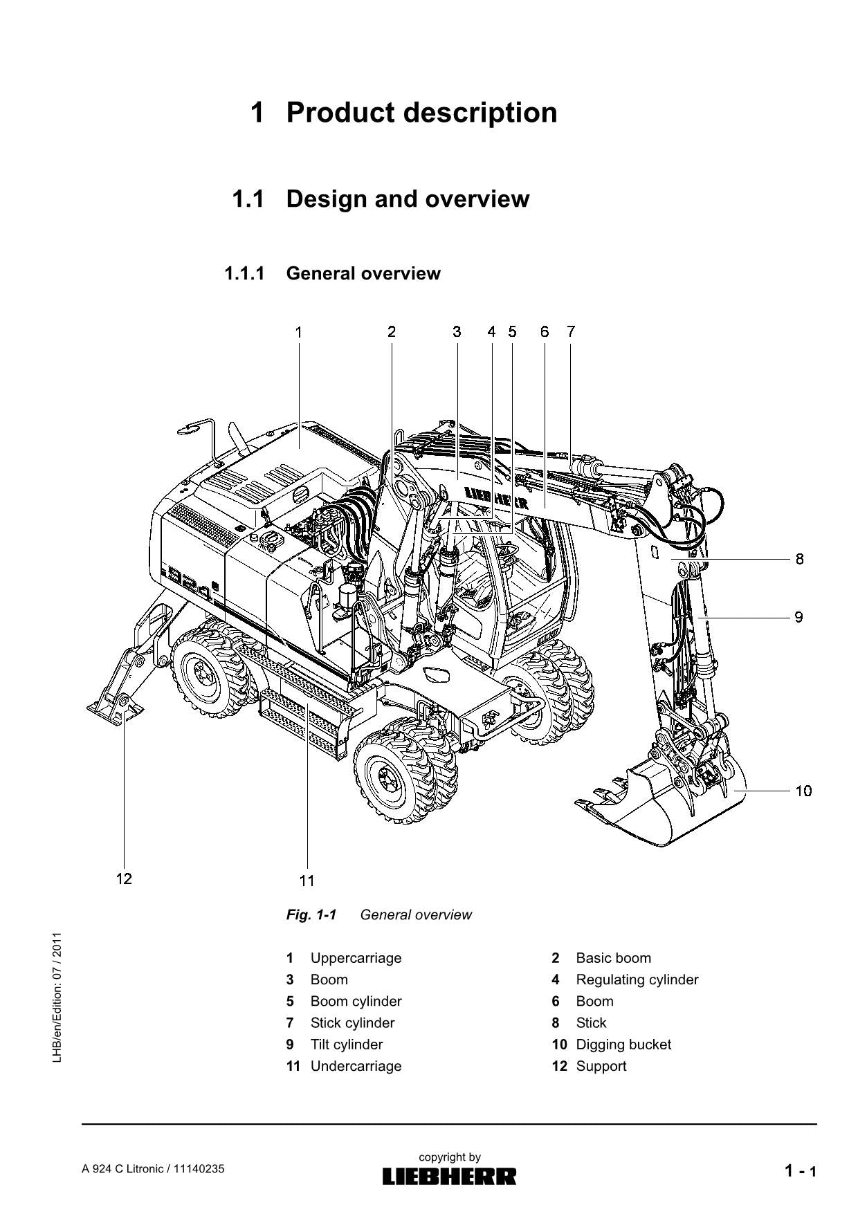 Liebherr A924 C Litronic Bagger Bedienungsanleitung