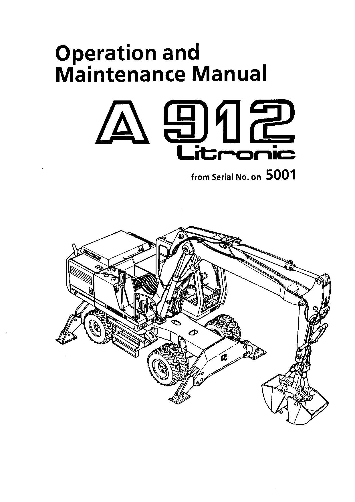 Manuel d'utilisation de la pelle Liebherr A912 Litronic série 5001