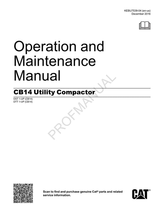 Caterpillar CB14 Utility Compactor Operators Maintenance Manual