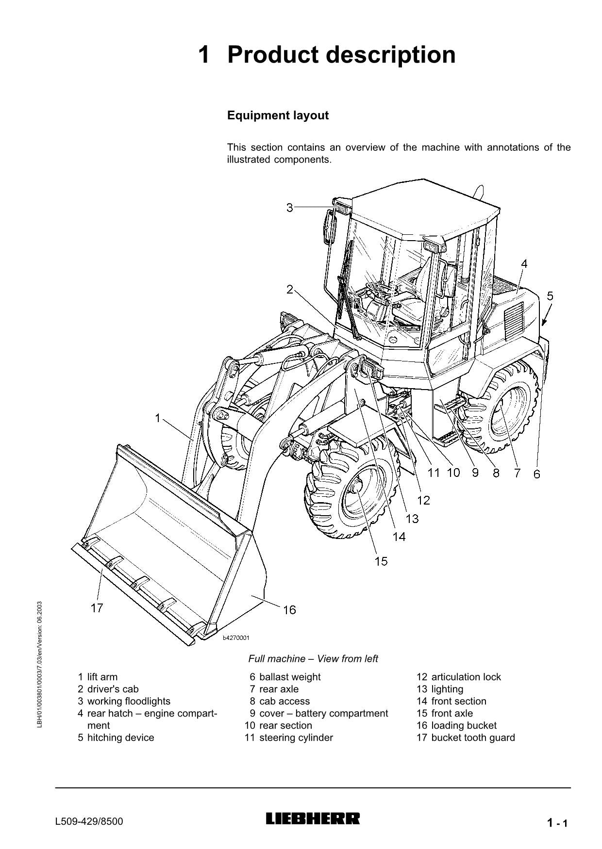 Liebherr L509 Stereo Wheel Loader Operators manual