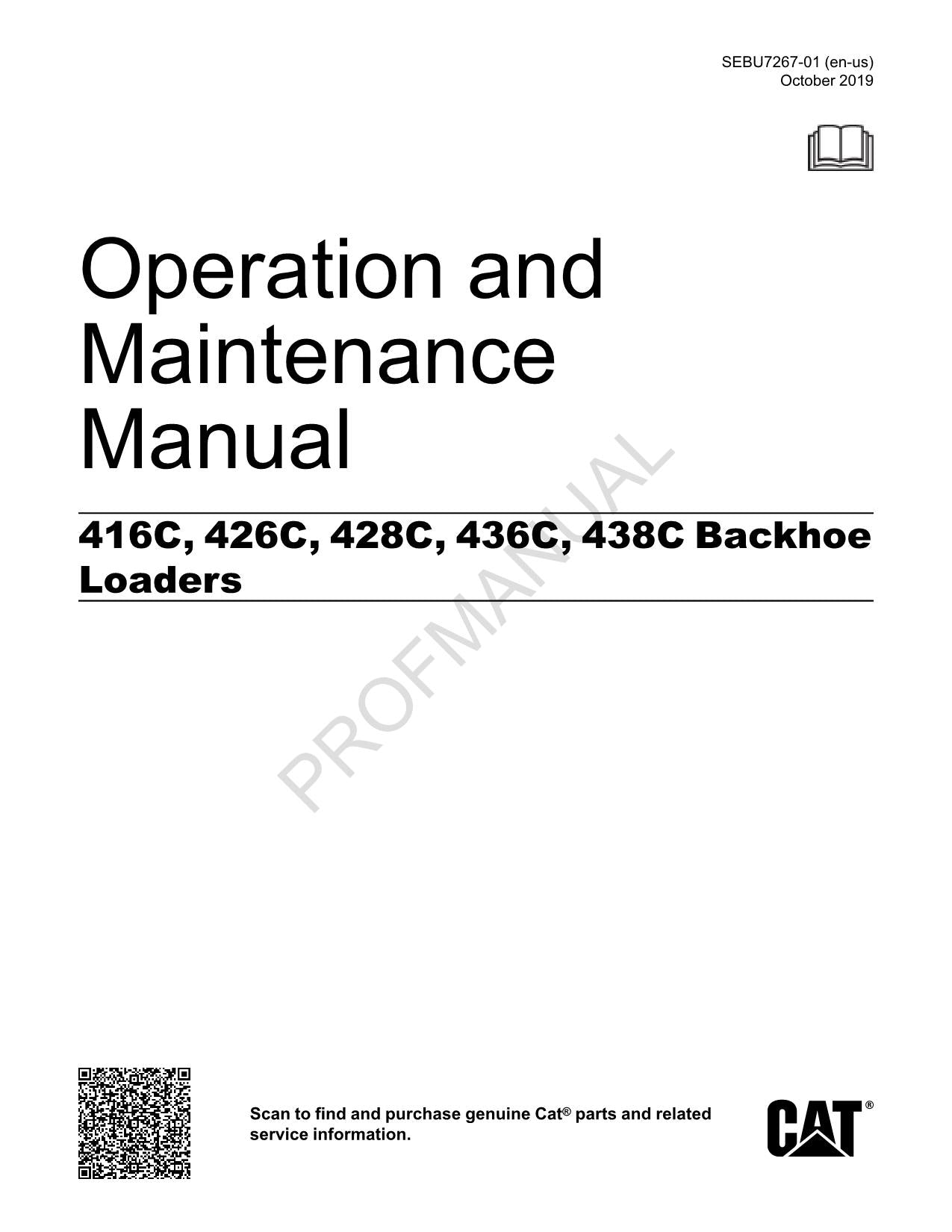 Manuel d'entretien de l'opérateur de la chargeuse-pelleteuse Caterpillar 416C 426C 428C SEBU7267