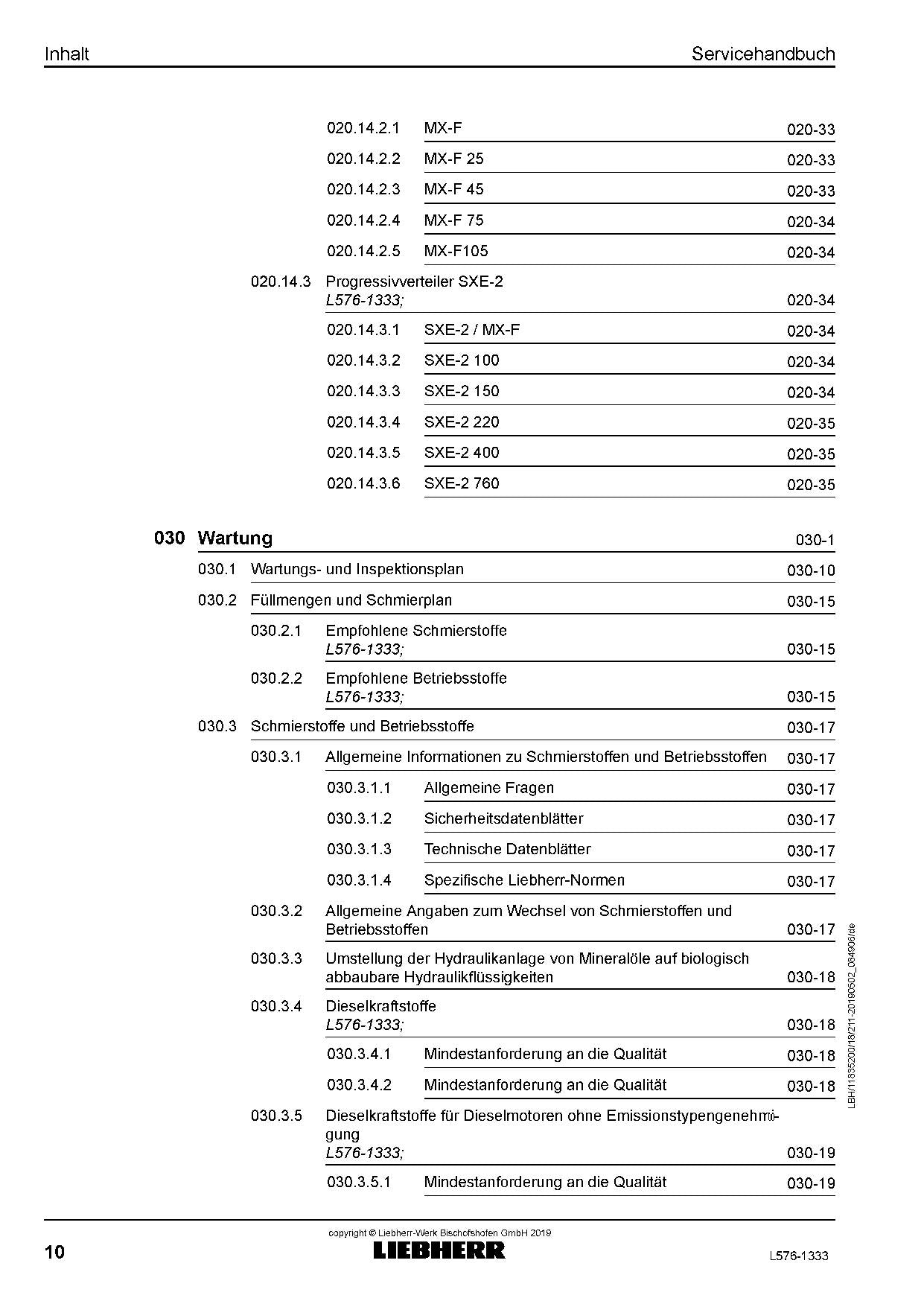 Liebherr L576 1333 Radlader Reparaturhandbuch Werkstatthandbuch