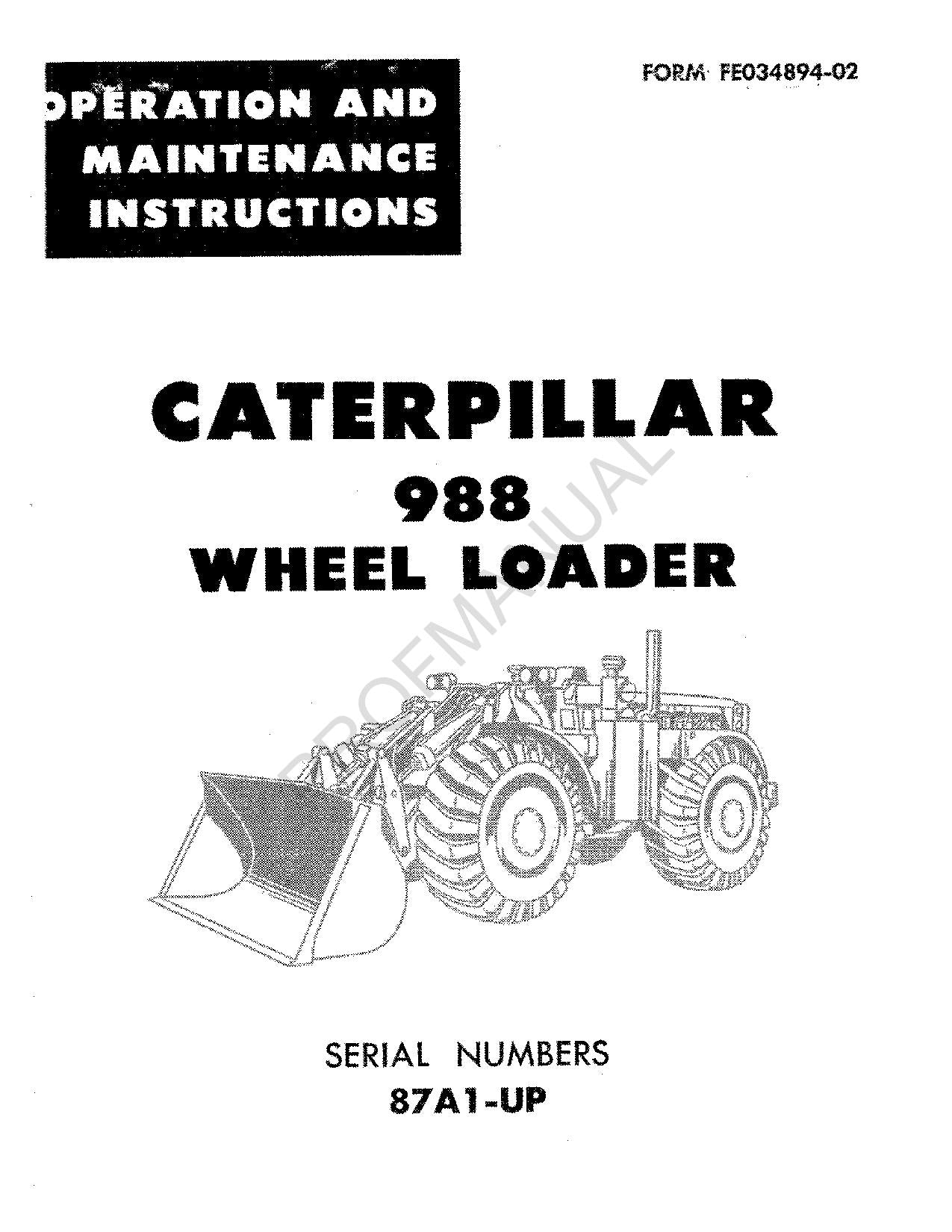 Manuel d'entretien de la chargeuse sur pneus Caterpillar 988 87A1-Up