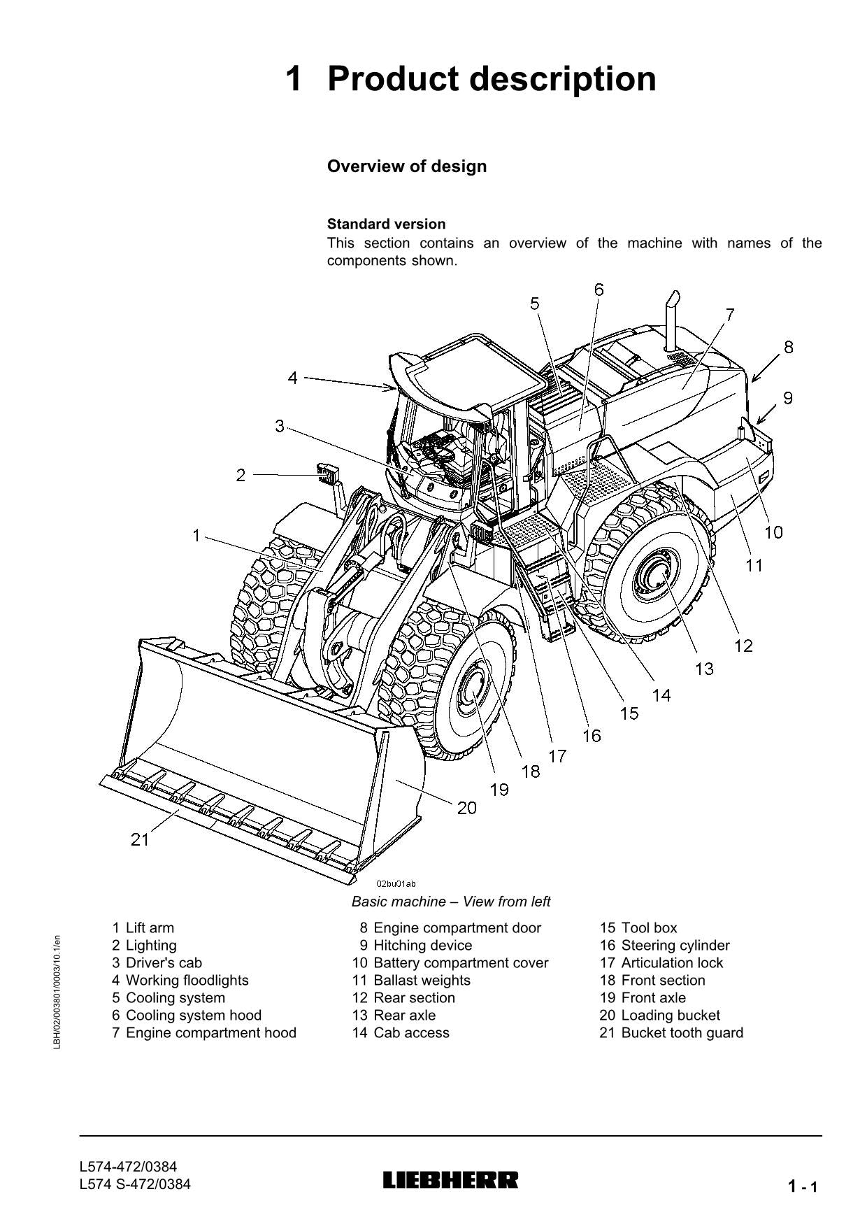 Liebherr L574 L574 S Wheel Loader Operators manual serial 0384