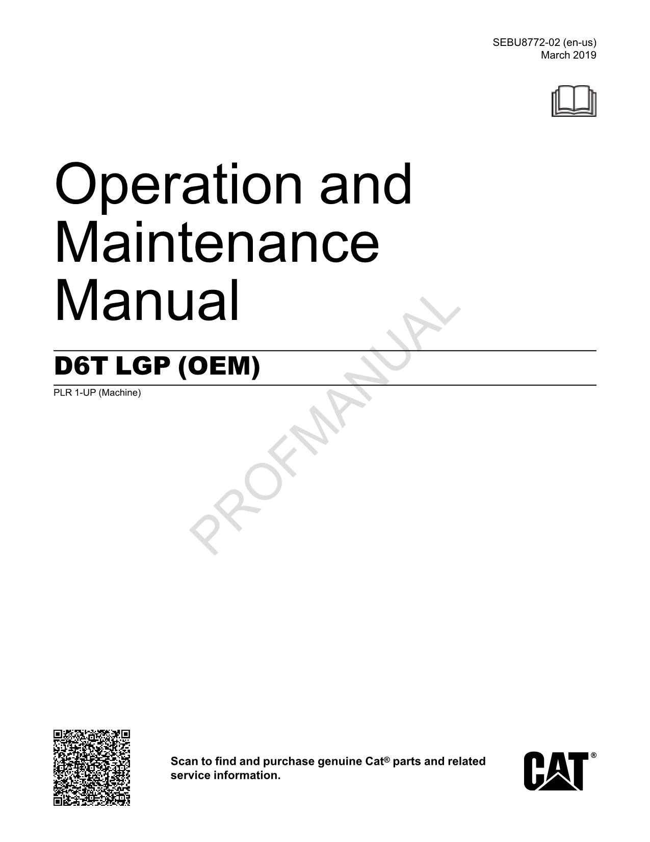 Caterpillar OEM Operators Maintenance Manual