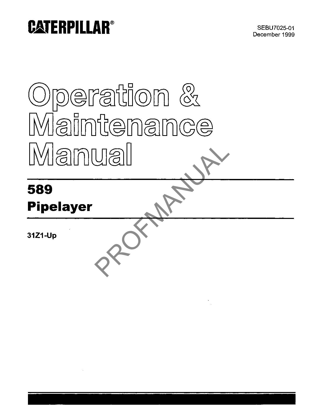 Wartungshandbuch für Caterpillar 589 Pipelayer-Bediener