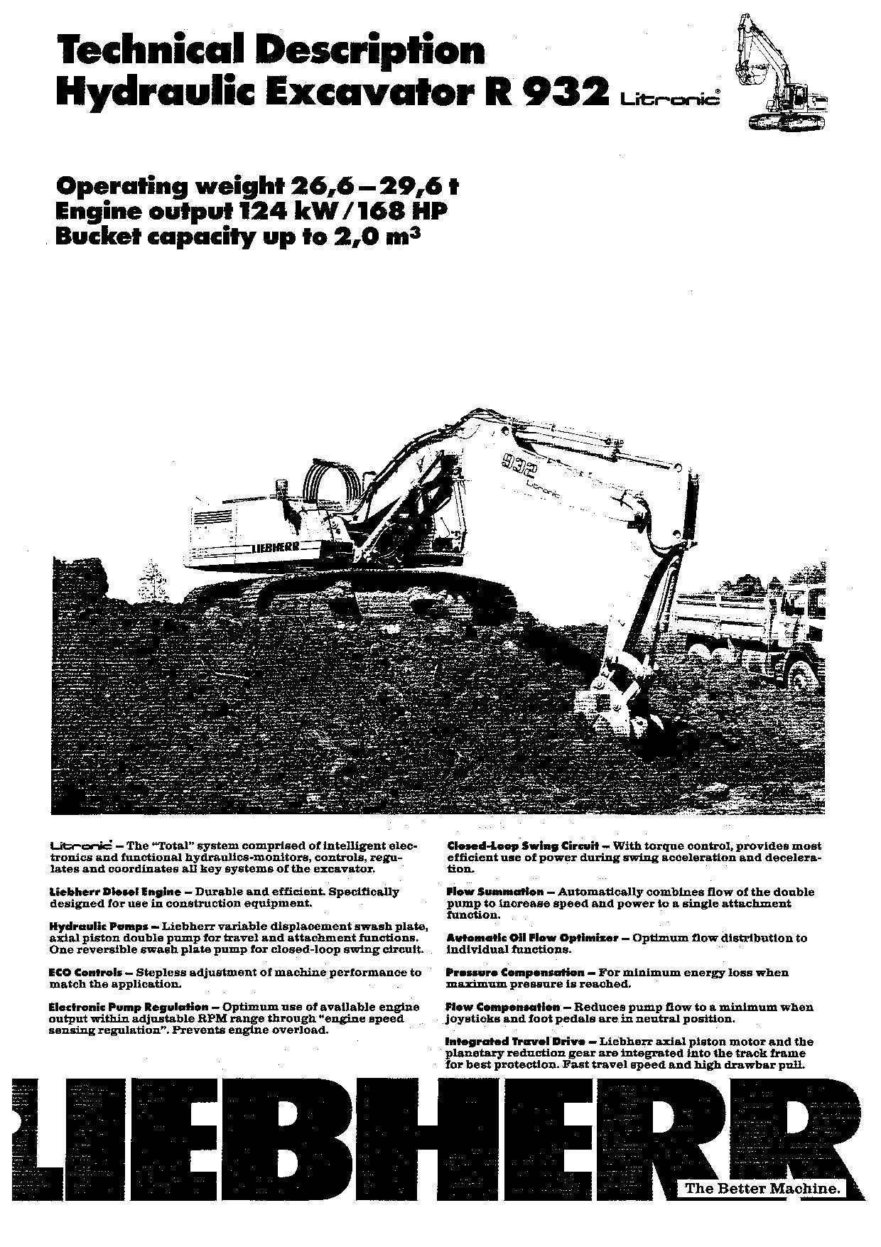 Liebherr R932 Litronic Excavator Operators manual serial .235l