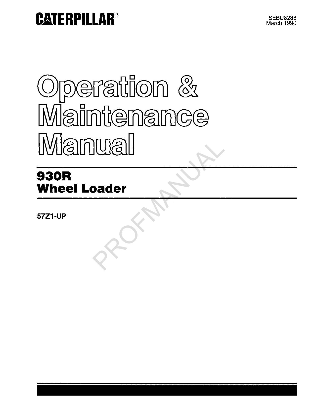 Caterpillar 930R Wheel Loader Operators Maintenance Manual