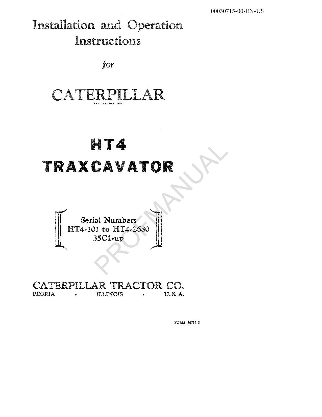 Manuel d'installation et d'entretien du Caterpillar HT4 Traxcavator