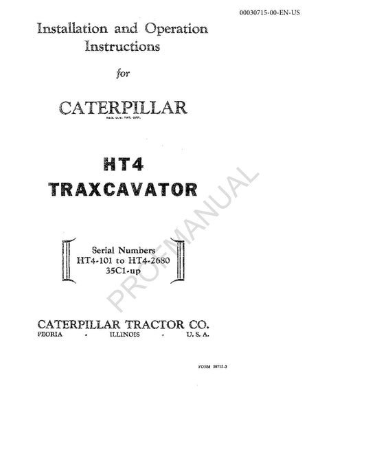 Manuel d'installation et d'entretien du Caterpillar HT4 Traxcavator