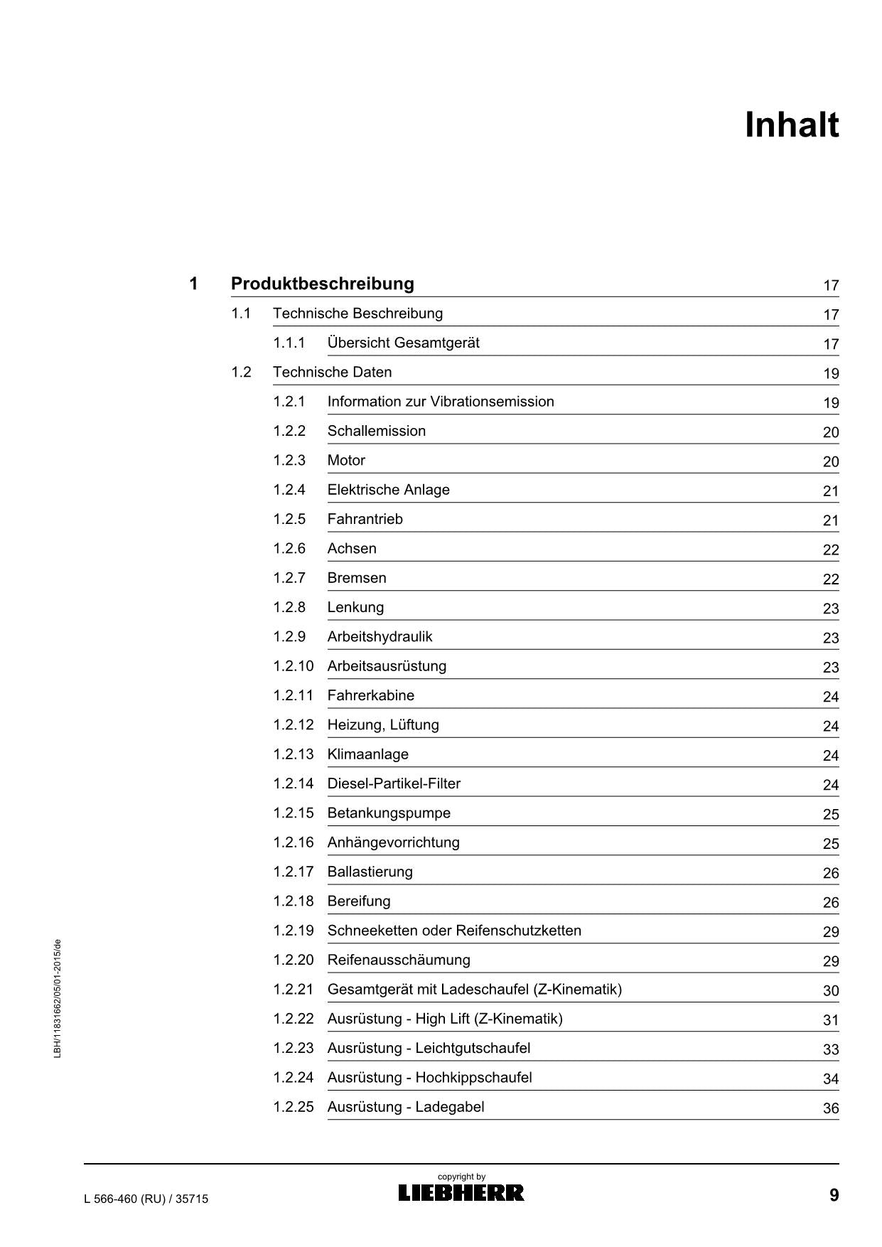Liebherr L566 RU Radlader Betriebsanleitung ser 35715