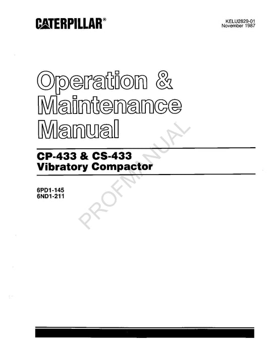 Caterpillar CP 433 CS 433 Vibrationsverdichter Bediener Wartungshandbuch