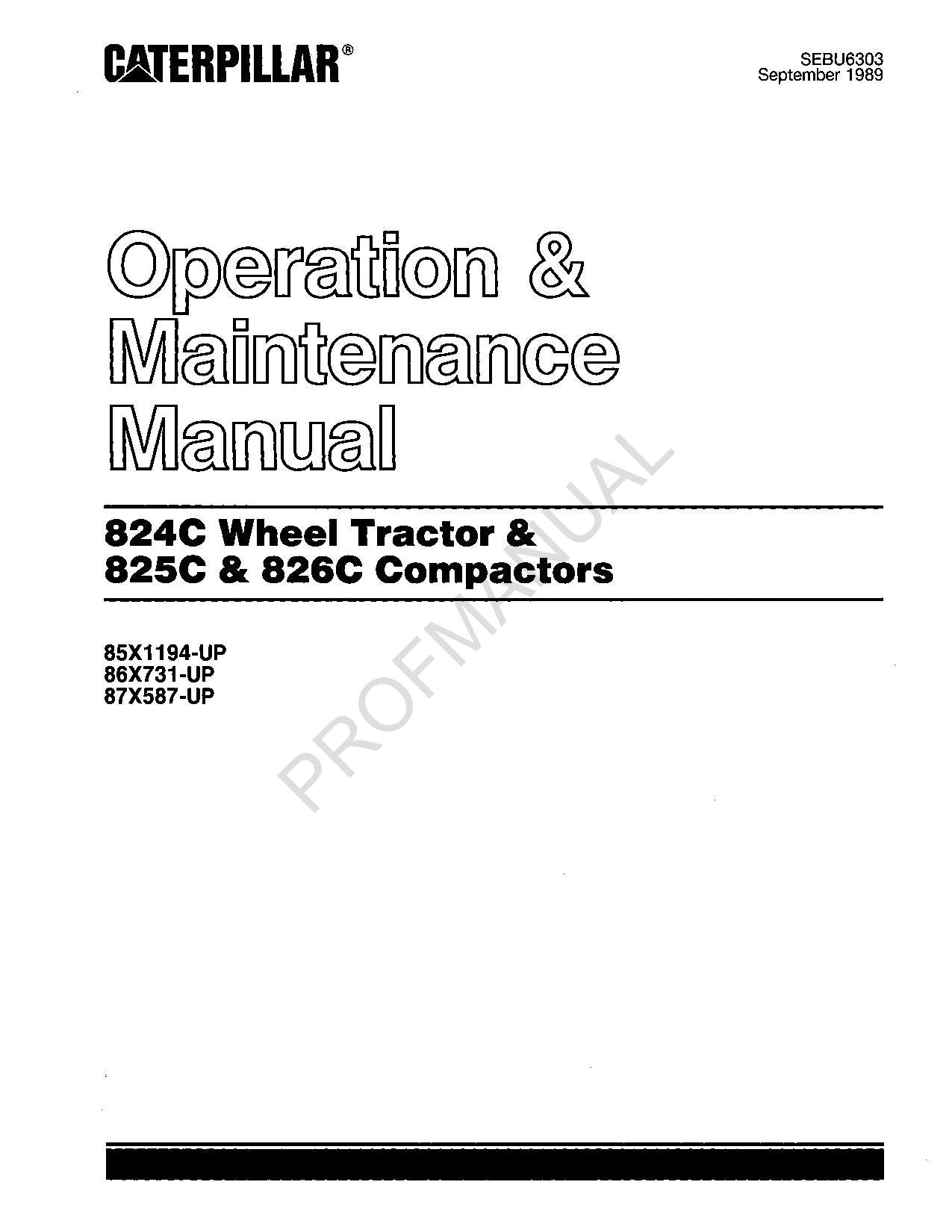 Caterpillar 824C Traktor 825C 826C Verdichter Bediener Wartungshandbuch Nr. 2