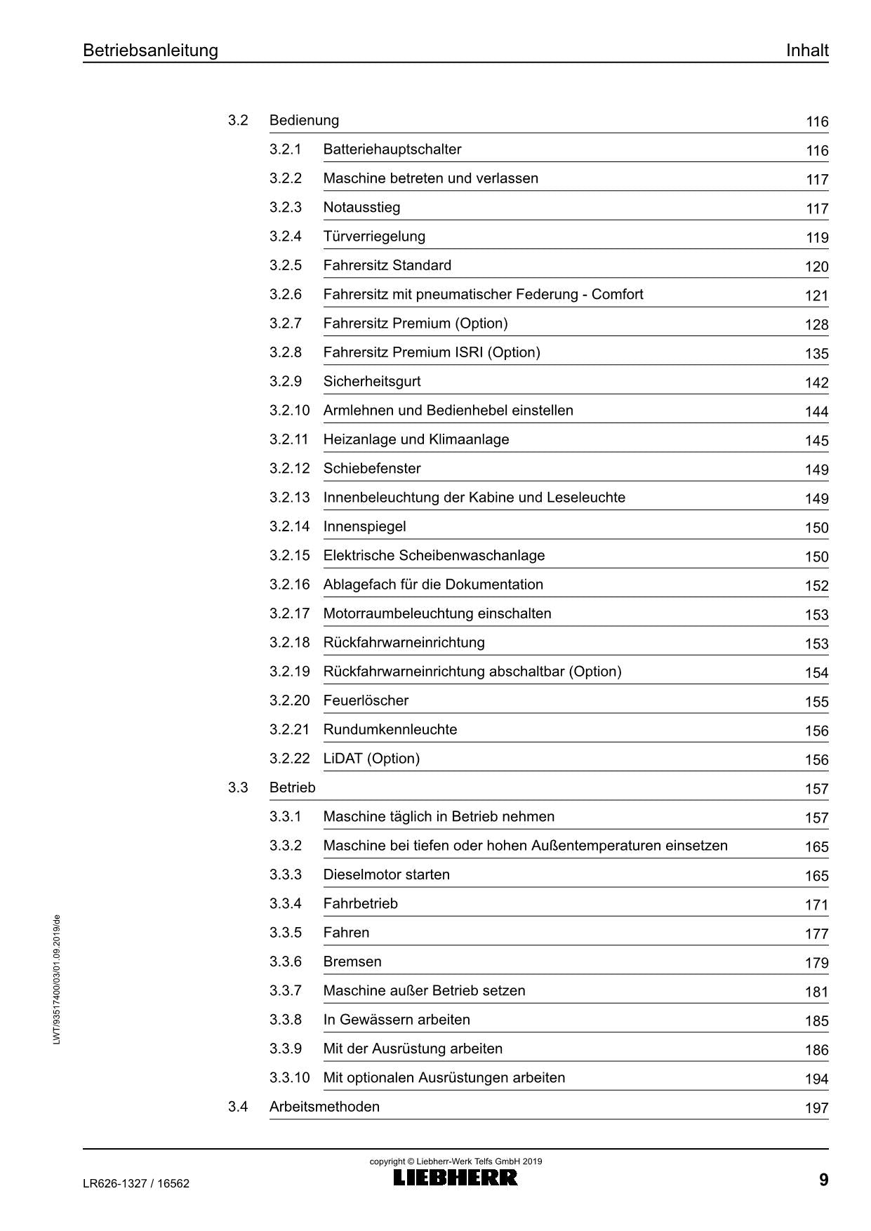 Liebherr LR626 Laderaupe Betriebsanleitung ser 16562