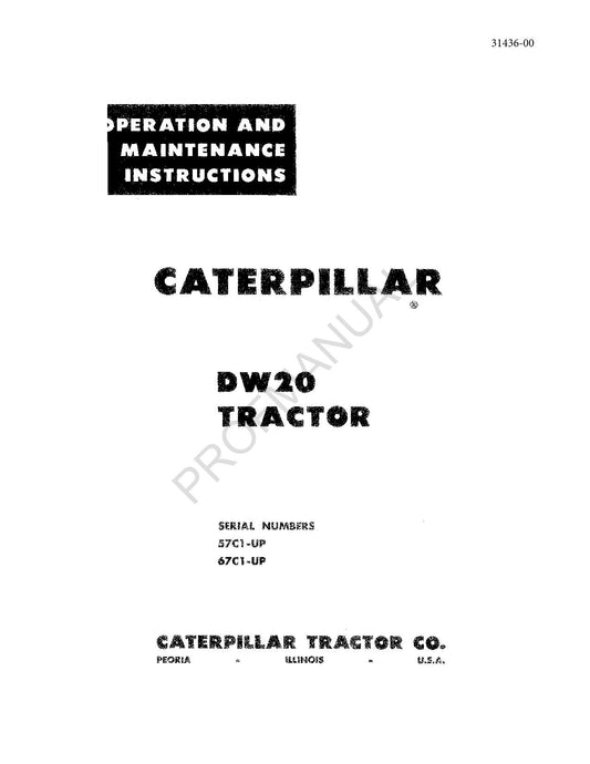 Caterpillar DW20 Tractor Operators Maintenance Manual