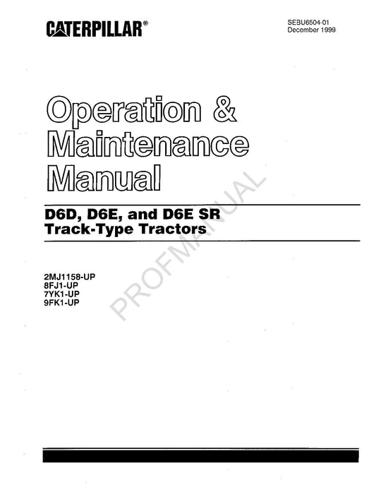 Manuel d'entretien du tracteur à chenilles Caterpillar D6D D6E D6E SR