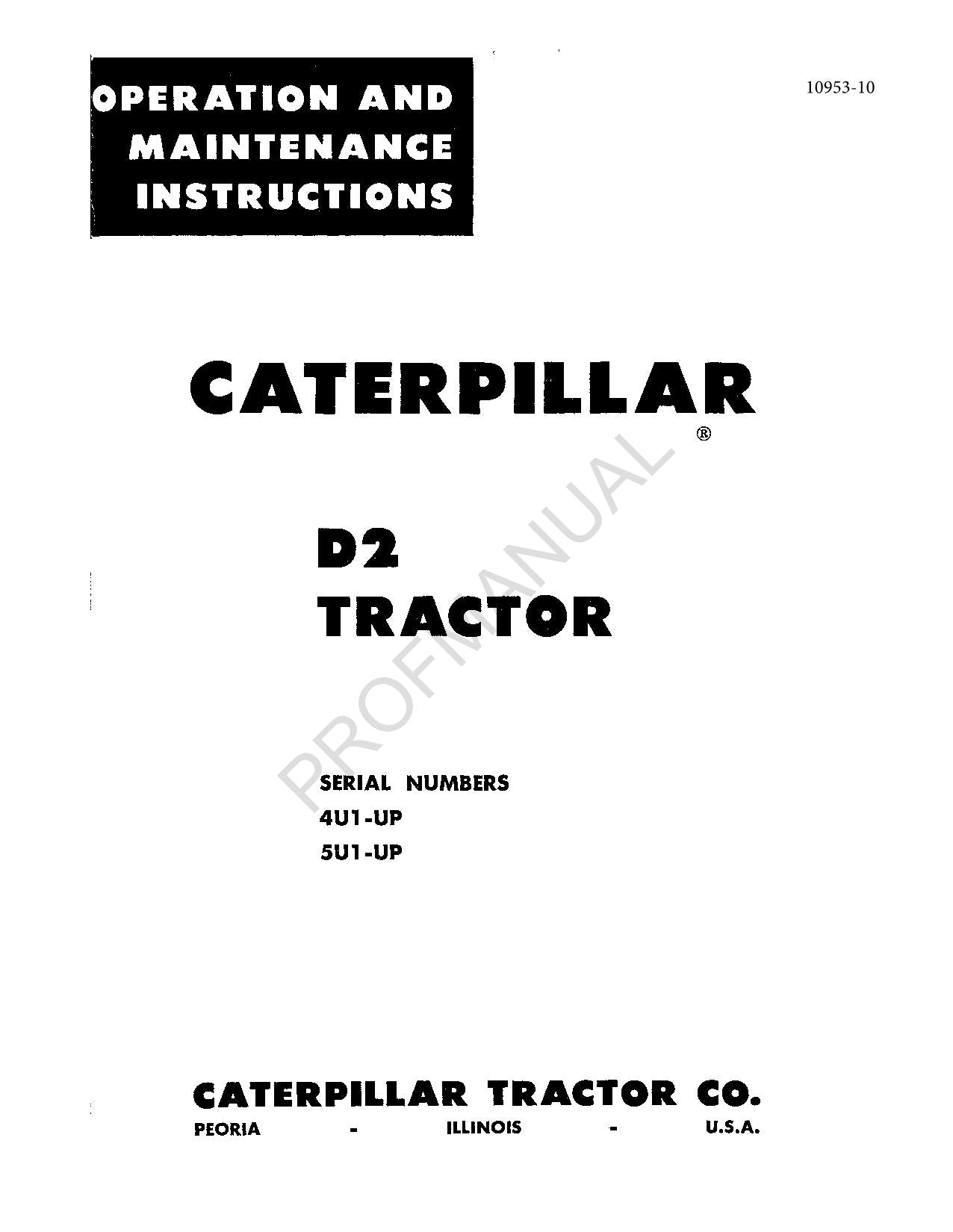 Manuel d'entretien du tracteur Caterpillar D2 00010953FR-CA